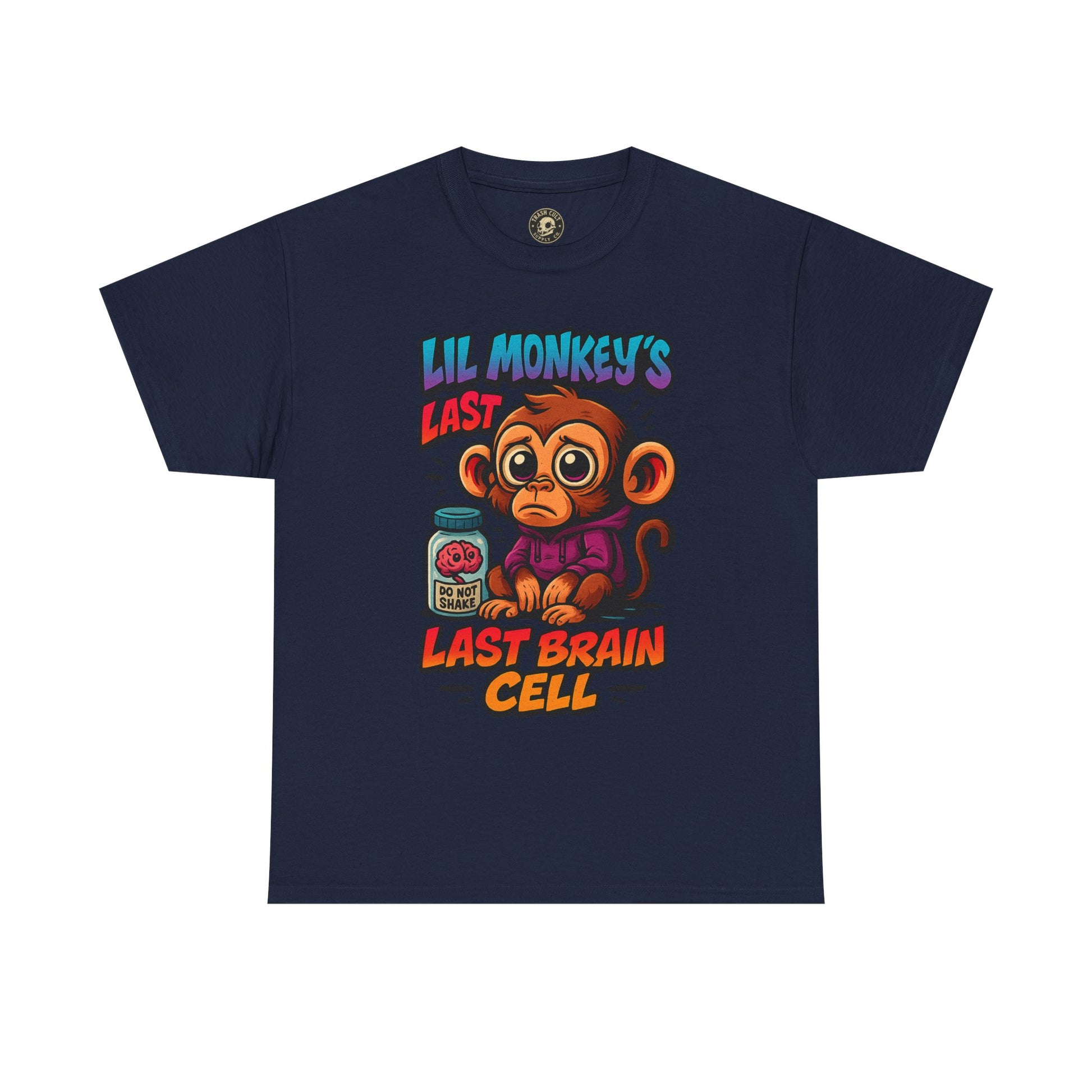 Lil Monkey’s Last Brain Cell Tee – Funny ADHD Cartoon Shirt – Gildan Heavy Cotton