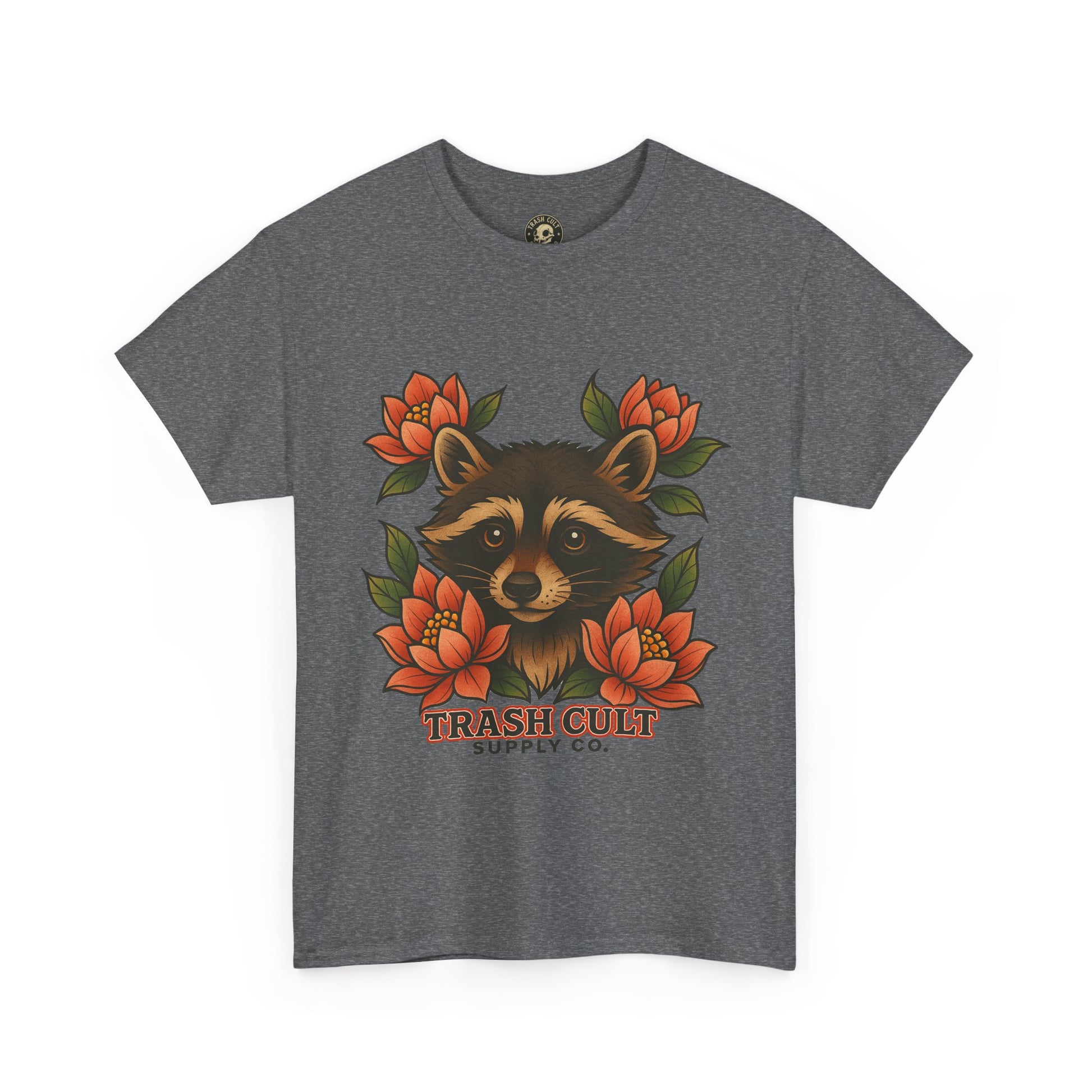 Neo-Traditional Raccoon & Lotus Tattoo Shirt – Trash Cult Supply Co. – Gildan 5000