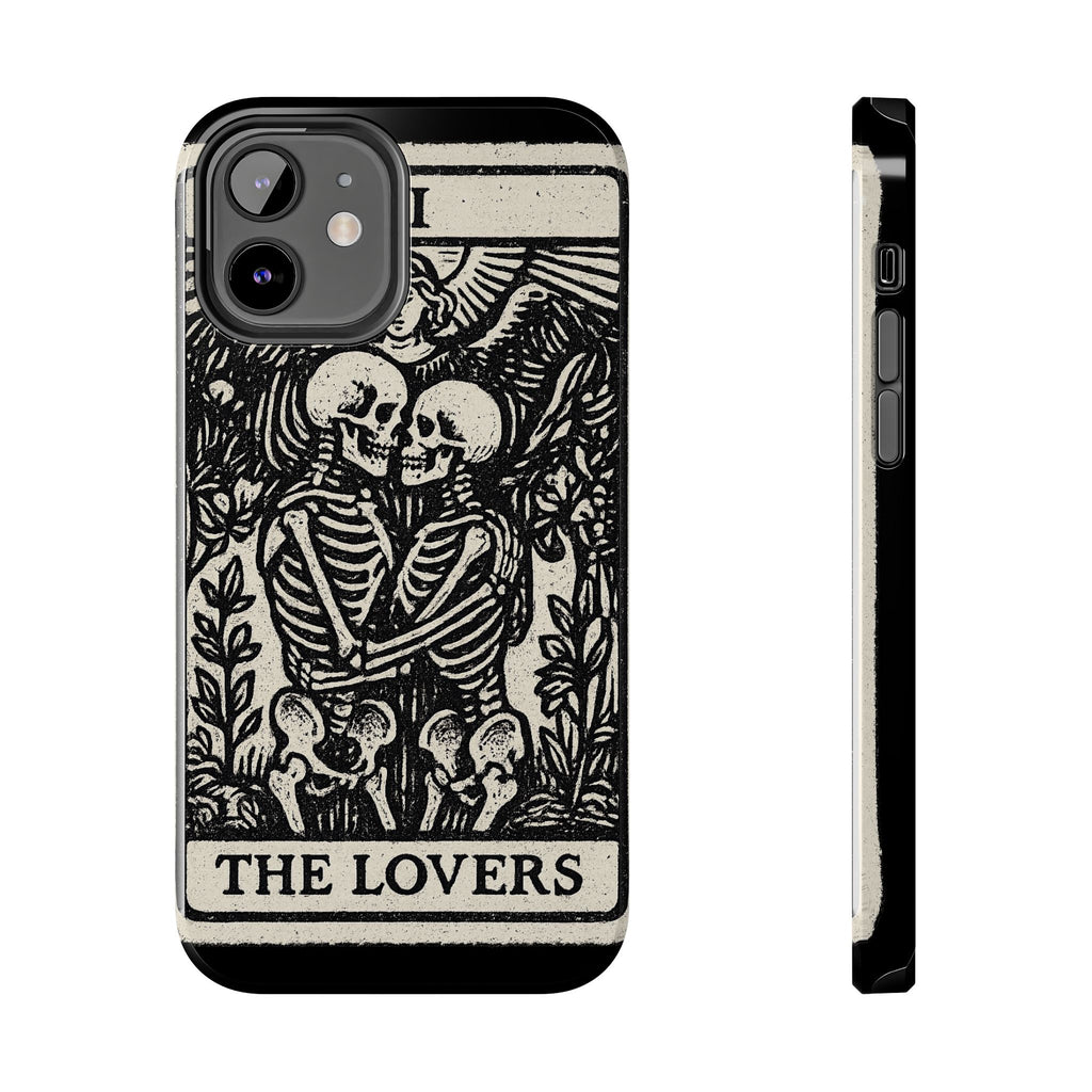 Tough Phone Case with Skeleton Lovers Design, Gothic Phone Cover, Unique Couples Gift, Halloween Accessory, Edgy Tech Design