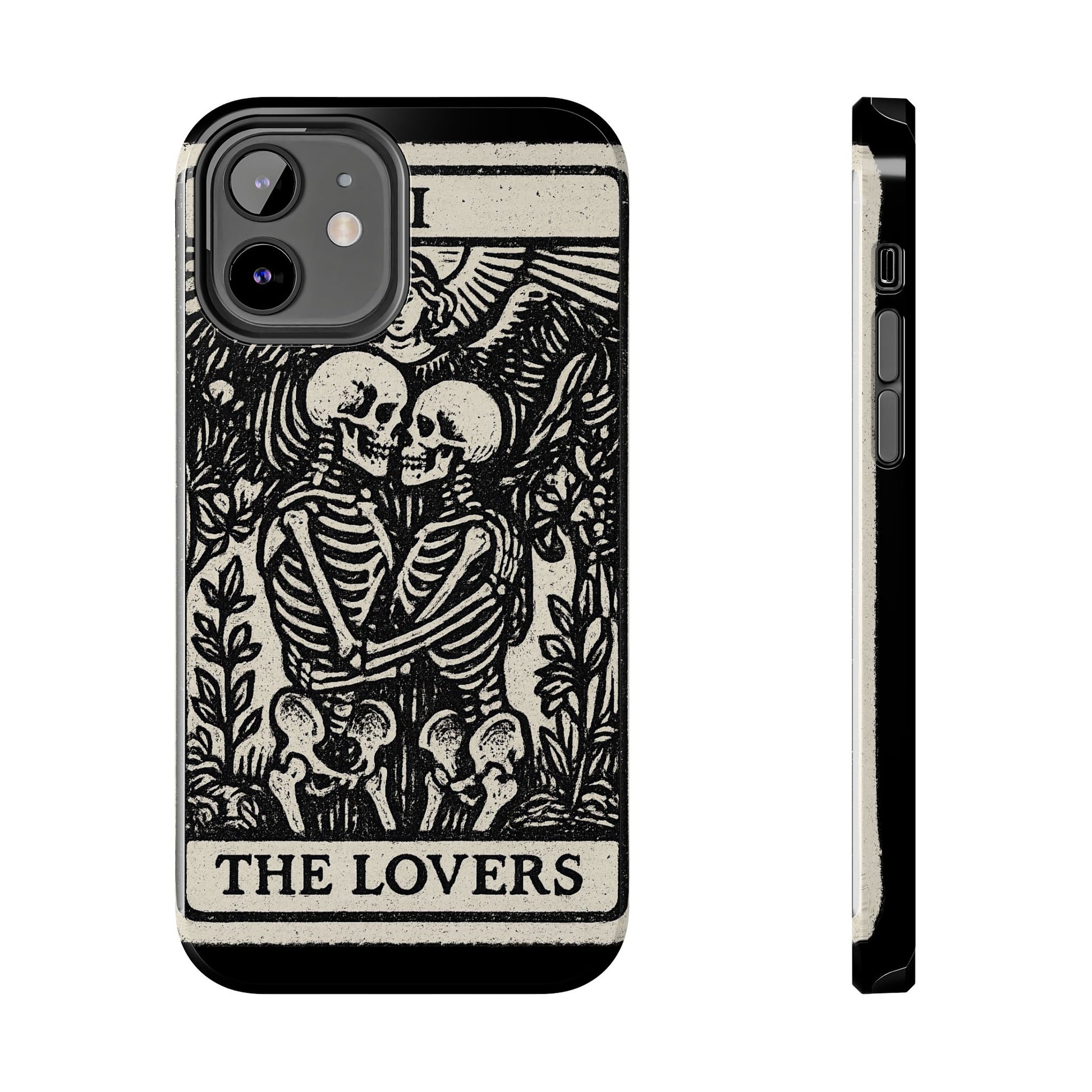 Tough Phone Case with Skeleton Lovers Design, Gothic Phone Cover, Unique Couples Gift, Halloween Accessory, Edgy Tech Design