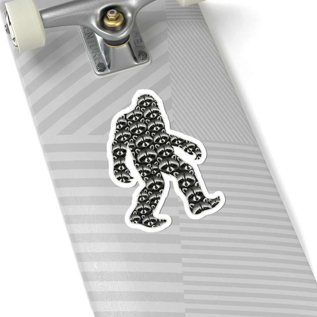 Bigfoot Raccoon Collage Sticker – Funny Cryptid Kiss Cut Design