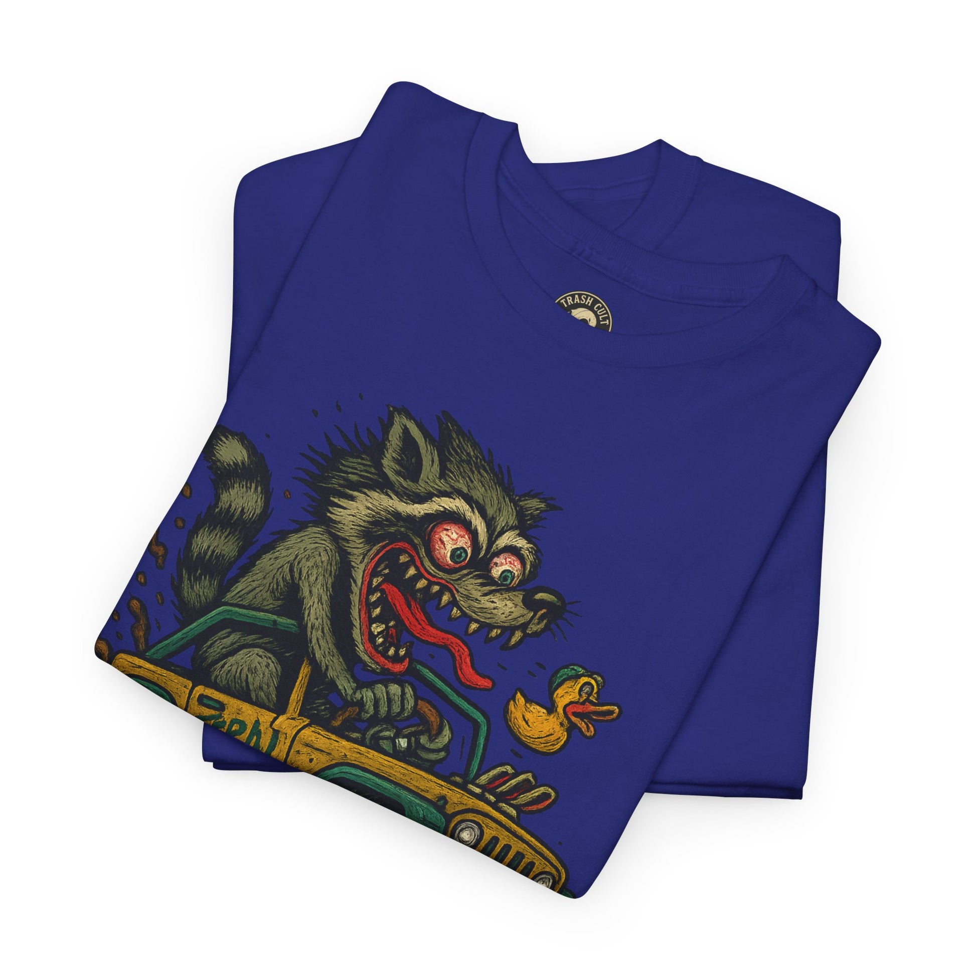 Feral Jeep Raccoon Shirt – Ed Roth Style Off-Road Chaos | Trash Cult Supply Co | Gildan 5000 Tee