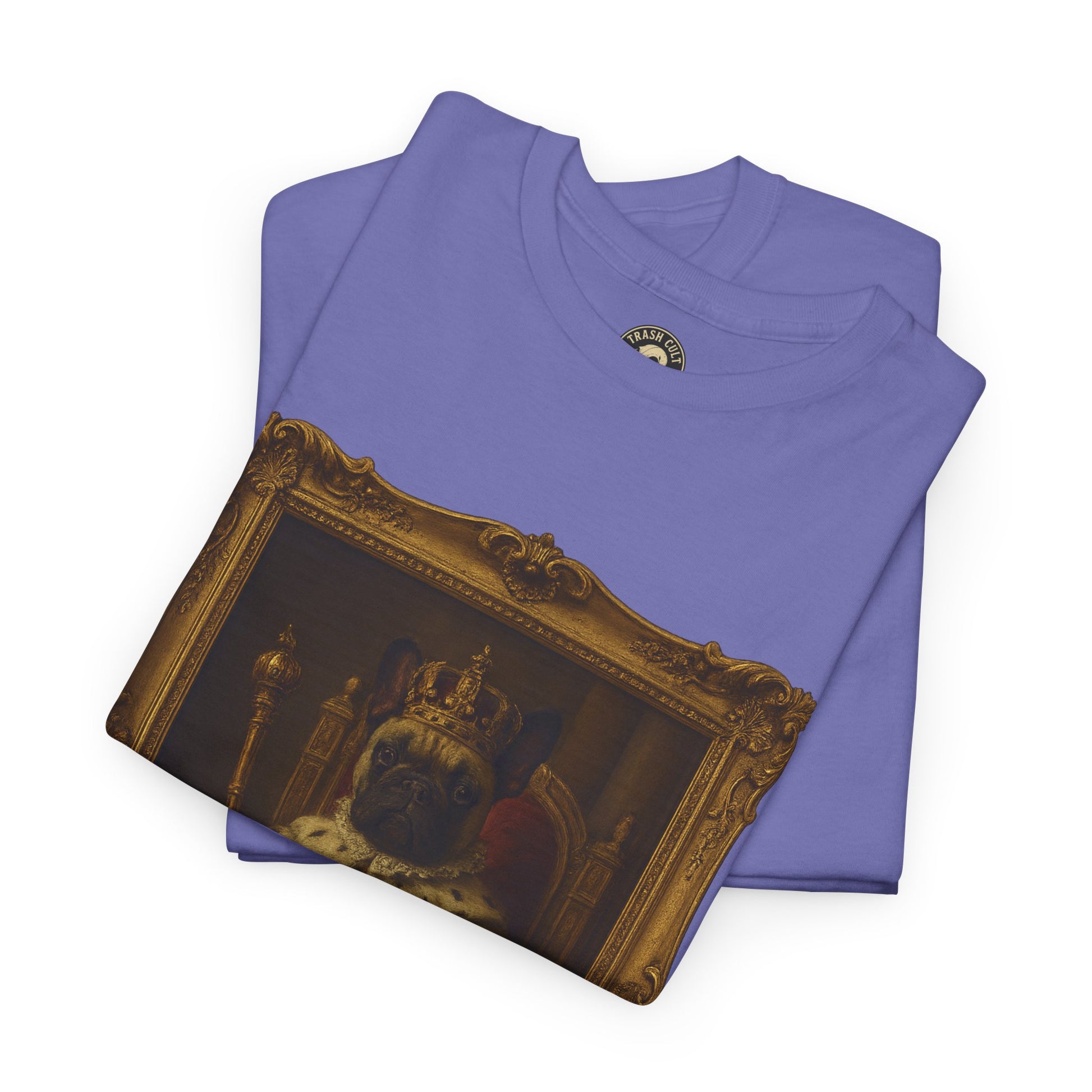 French Bulldog King Baroque Portrait Shirt – Funny Royal Dog Tee – Gildan 5000 Unisex Heavy Cotton
