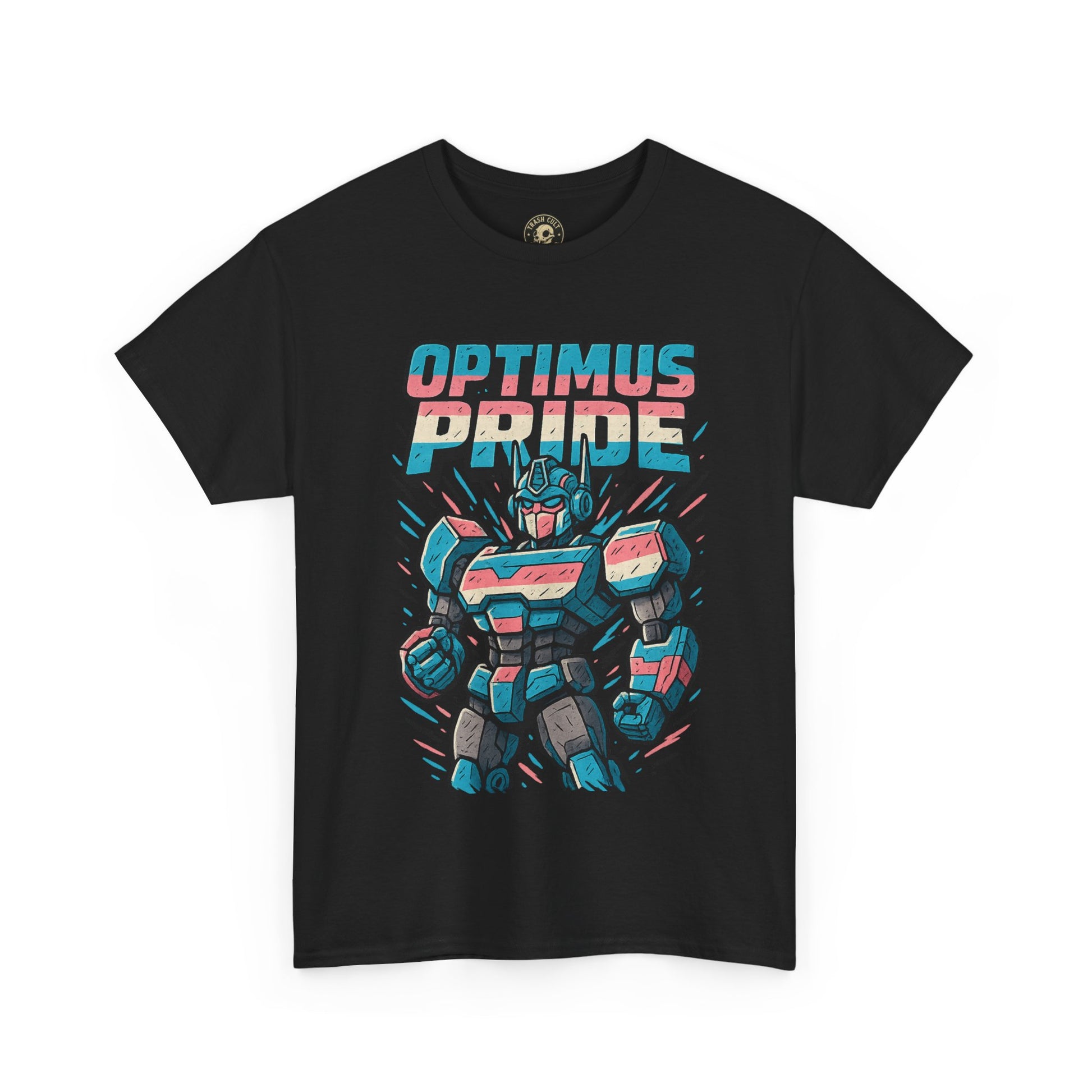 Optimus Pride T-Shirt – Funny Trans Mech LGBTQ+ Graphic Tee | Unisex Heavy Cotton Nerd Pride Shirt