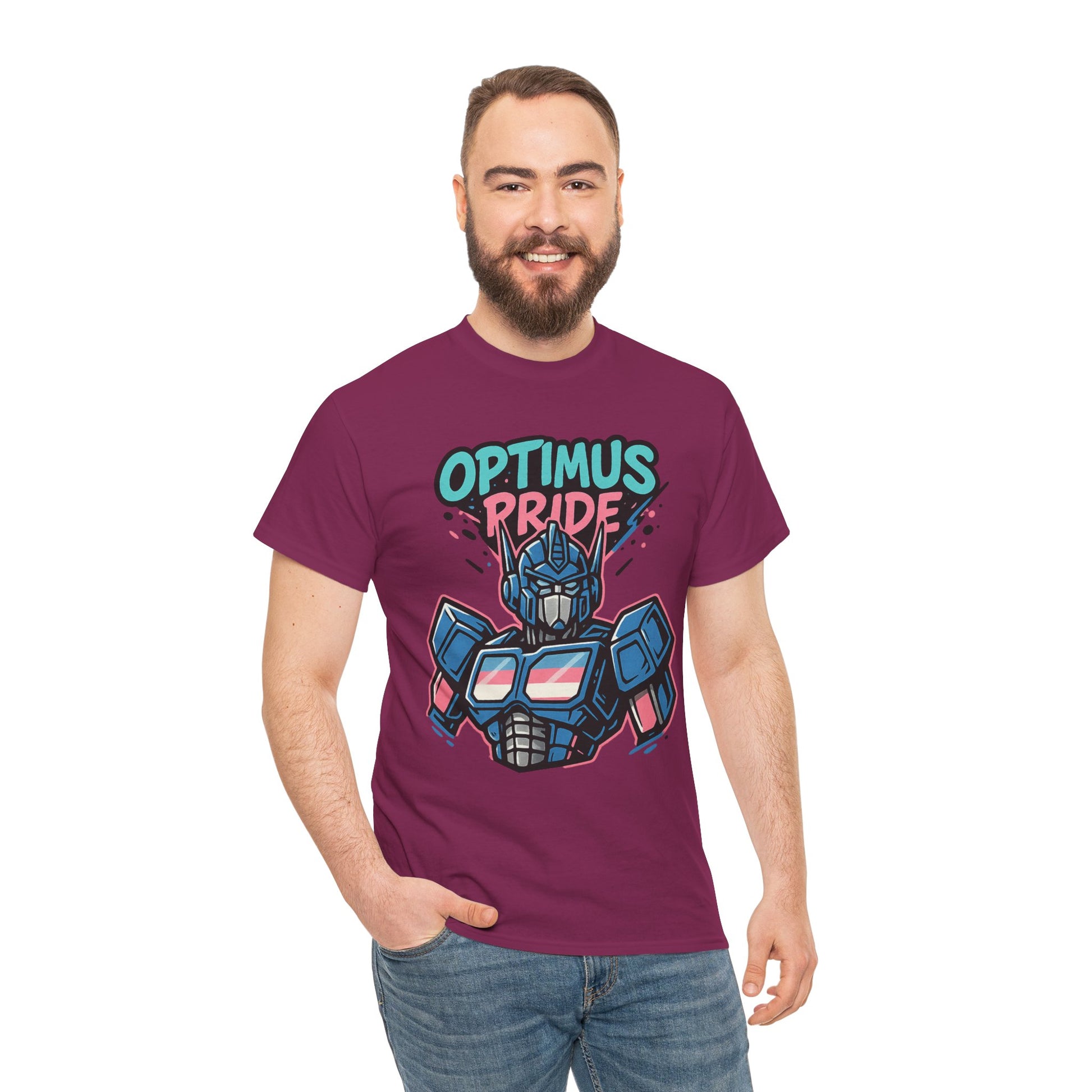 Optimus Pride T-Shirt – Trans Pride Robot Graphic Tee | Gildan 5000 Unisex Shirt