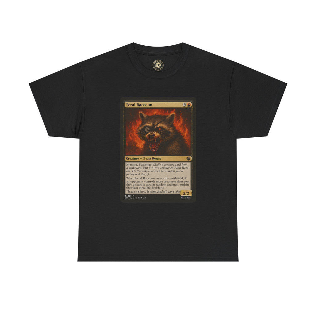 Feral Raccoon Magic Card Shirt – MTG-Inspired Beast Rogue Tee, Trash Cult Creature Card, Gildan 5000 Unisex T-Shirt