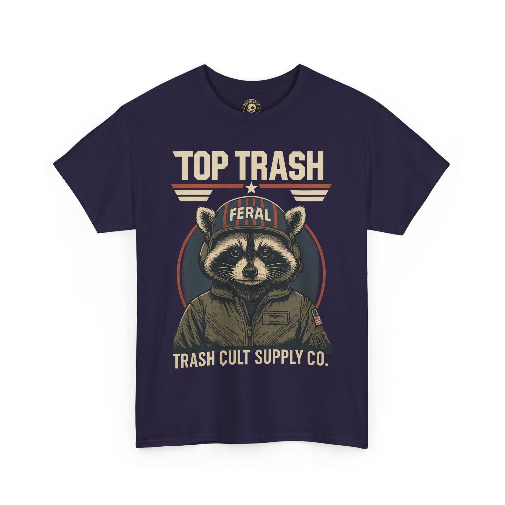 Feral Top Trash Raccoon Pilot Shirt – Trash Cult Supply Co. Parody Tee