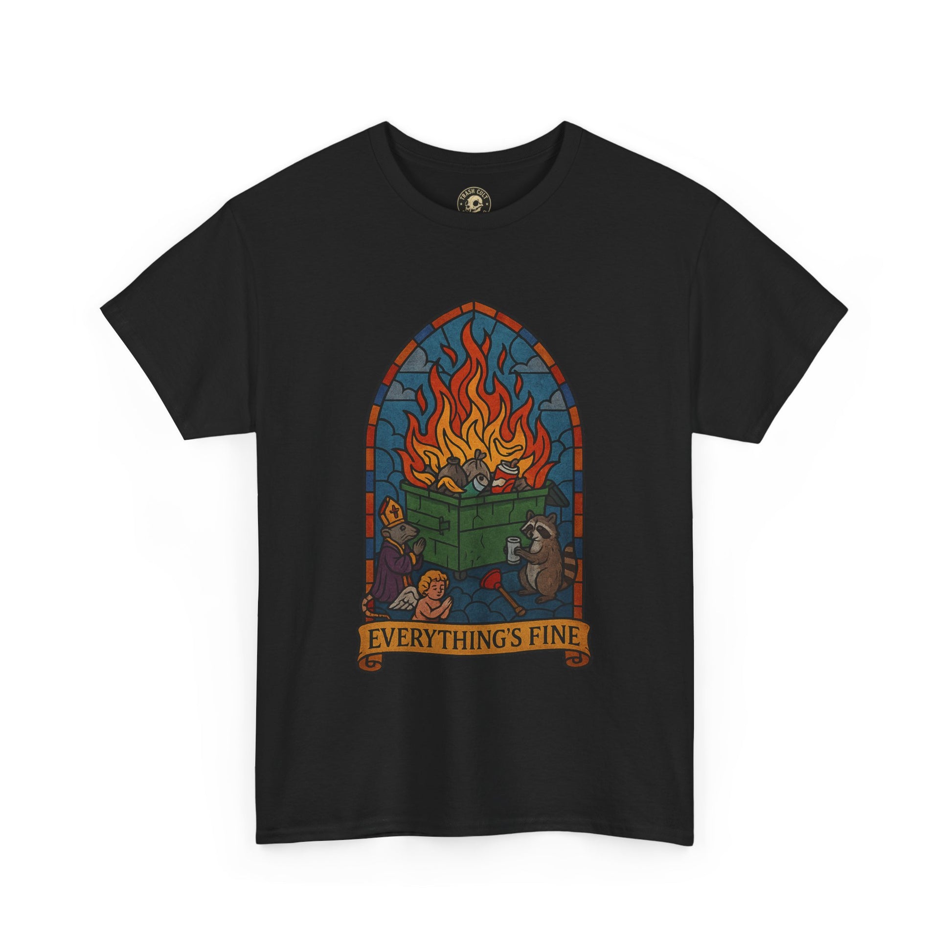"Everything's Fine" Unisex Heavy Cotton Tee - Casual Wear, Gift for Friends, Home Decor, Everyday Style, Relaxed Fit