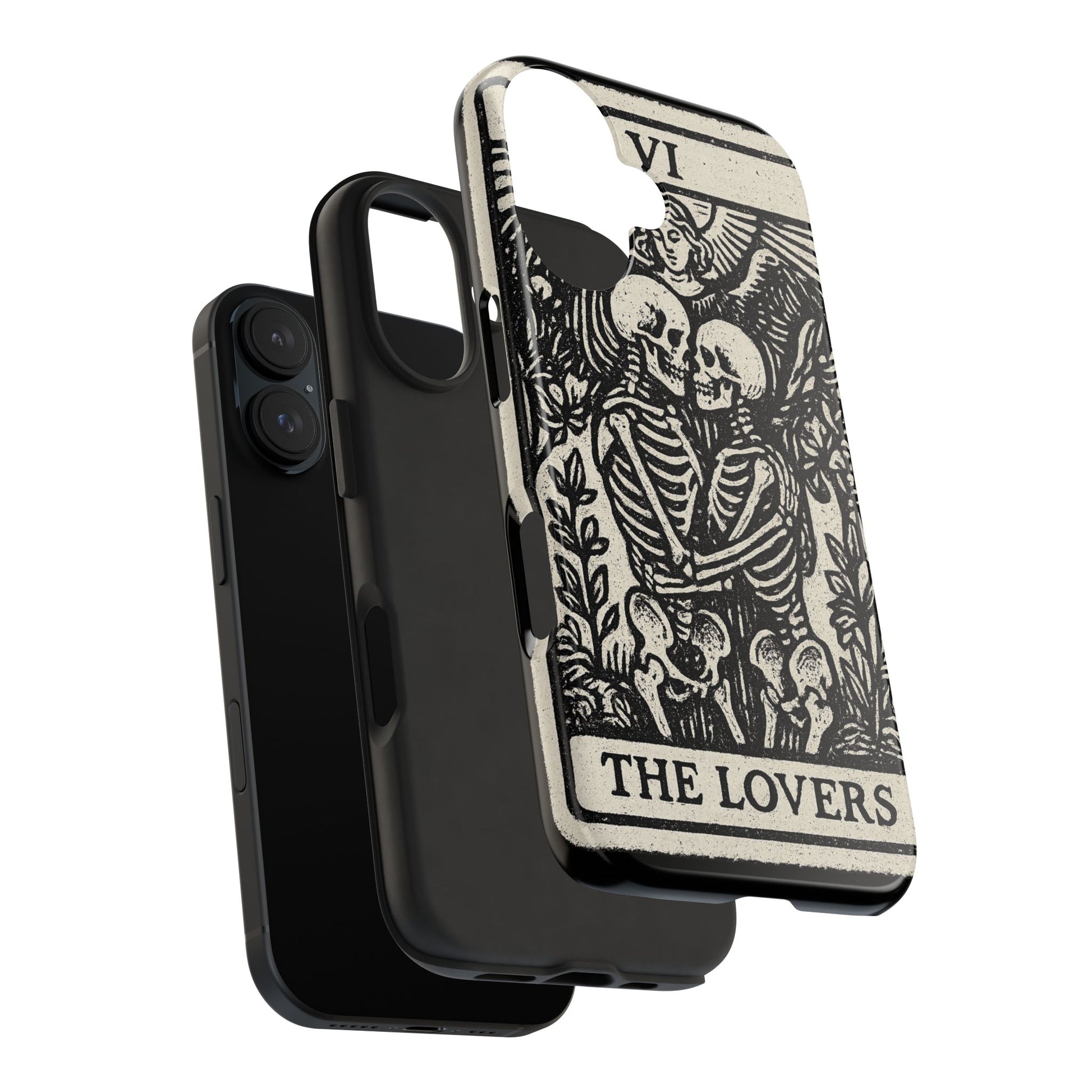 Tough Phone Case with Skeleton Lovers Design, Gothic Phone Cover, Unique Couples Gift, Halloween Accessory, Edgy Tech Design