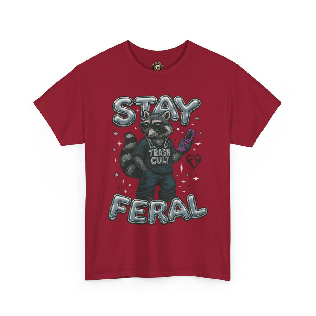 Stay Feral Chrome Raccoon Tee – Y2K Streetwear Trash Cult Shirt