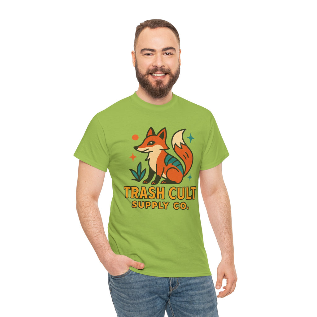 Trash Cult Fox Unisex Heavy Cotton Tee - Eco-Friendly Fashion Statement, Perfect for Nature Lovers, Casual Wear, Gifts, and Festivals