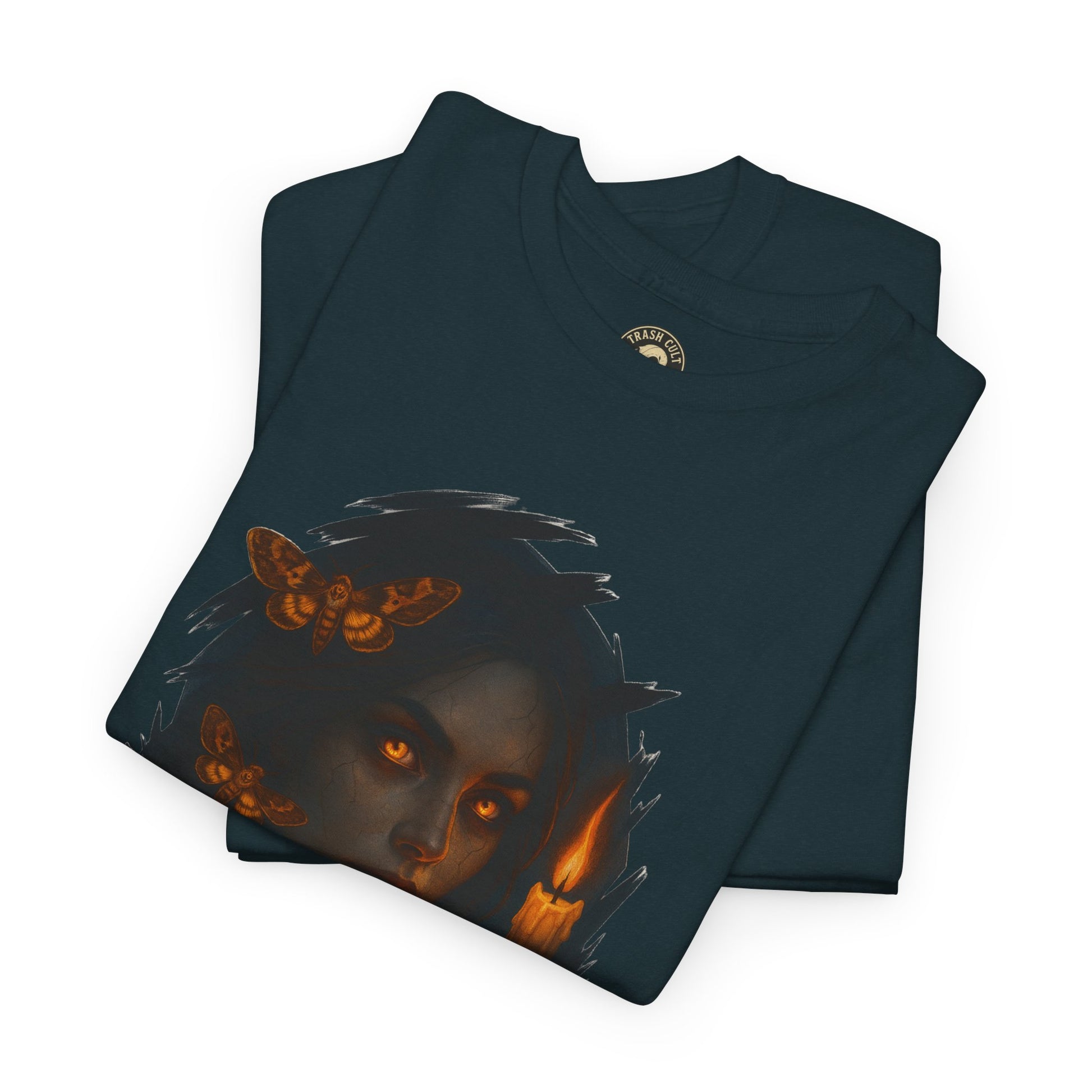 Mystical Night Unisex Heavy Cotton Tee, Witchy Shirt, Halloween Apparel, Fantasy Tee, Gift for Her, Art Graphic Tee