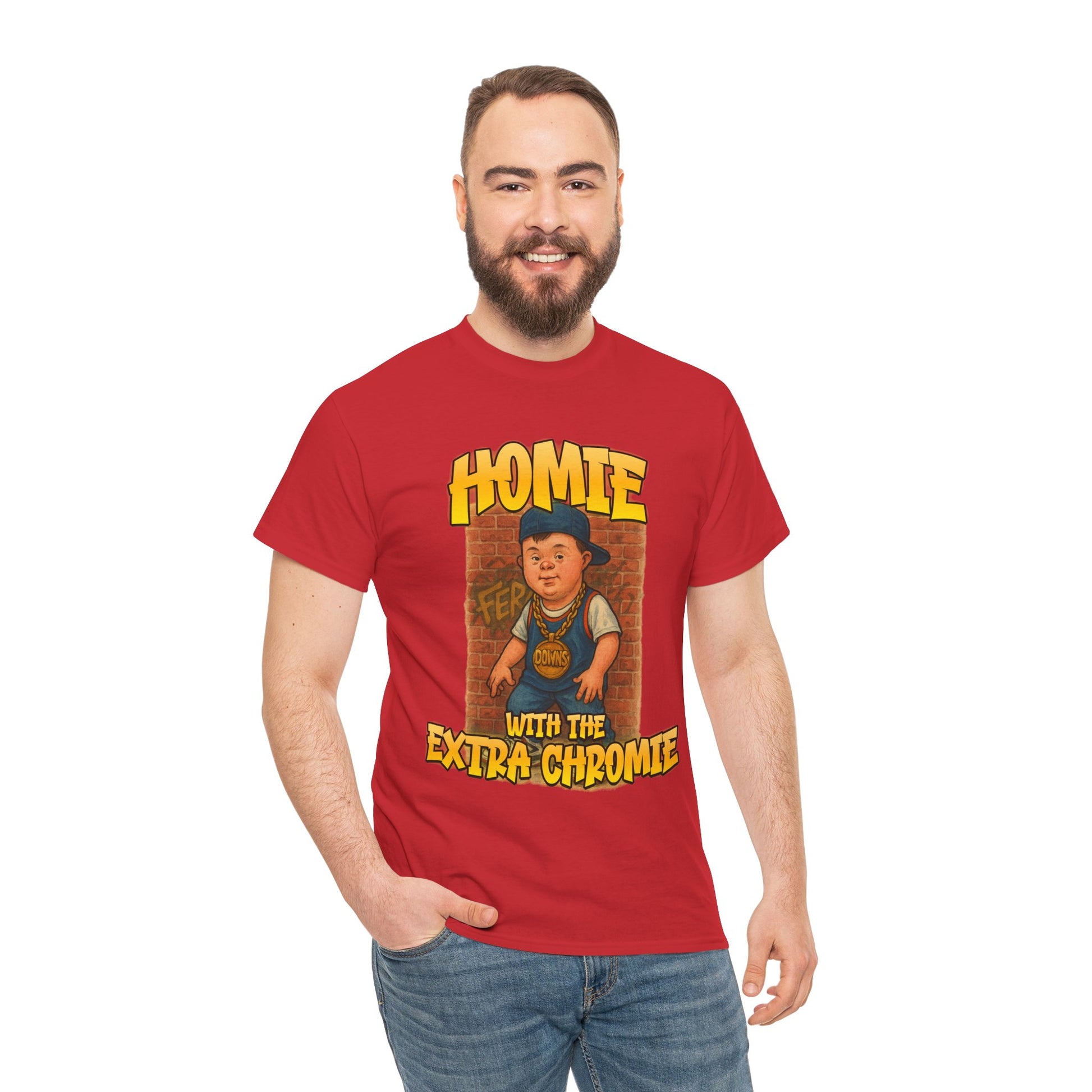 Homie with the Extra Chromie Shirt – Fun Supportive Tee for Down Syndrome Awareness – Gildan 5000