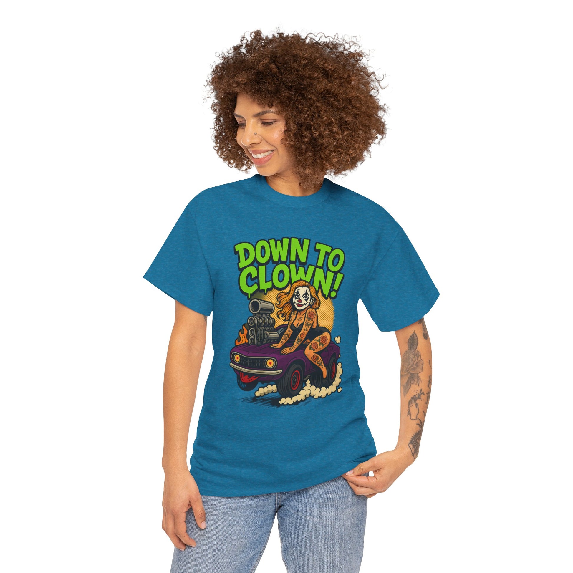 Unisex Graphic Tee | Down to Clown T-Shirt, Fun Statement Shirt, Casual Wear, Gift for Friends, Festivals, Halloween