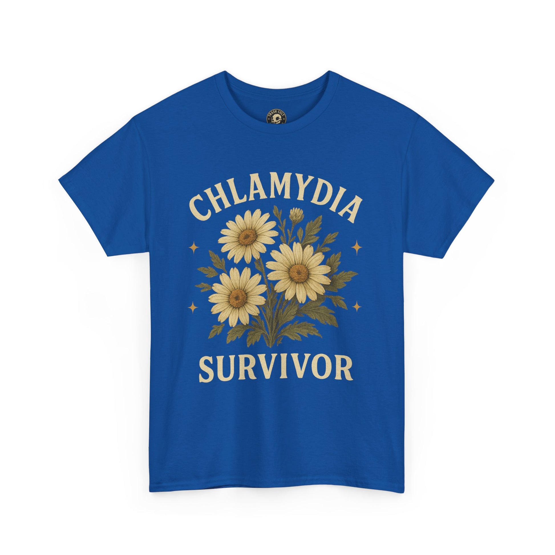 Chlamydia Survivor Vintage Floral Tee – Funny Bold Statement Shirt – Gildan 5000 Unisex Heavy Cotton