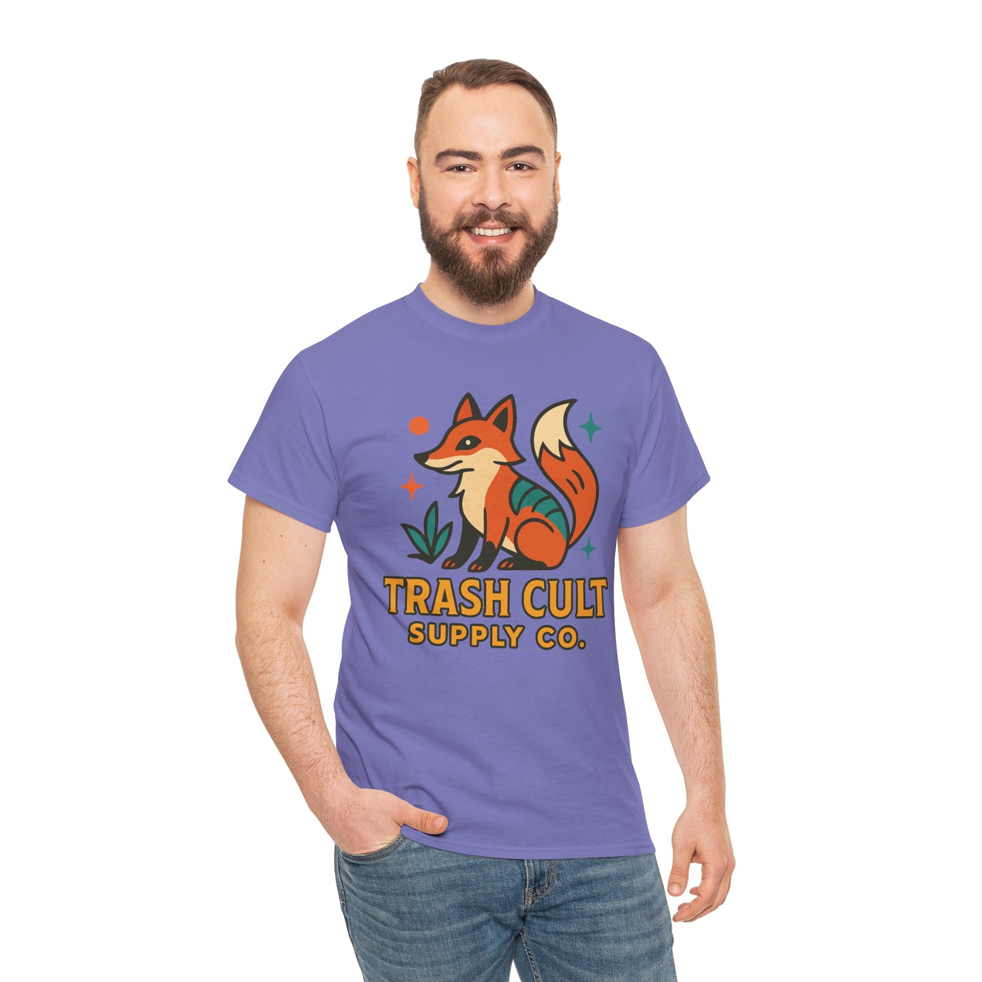 Trash Cult Fox Unisex Heavy Cotton Tee - Eco-Friendly Fashion Statement, Perfect for Nature Lovers, Casual Wear, Gifts, and Festivals