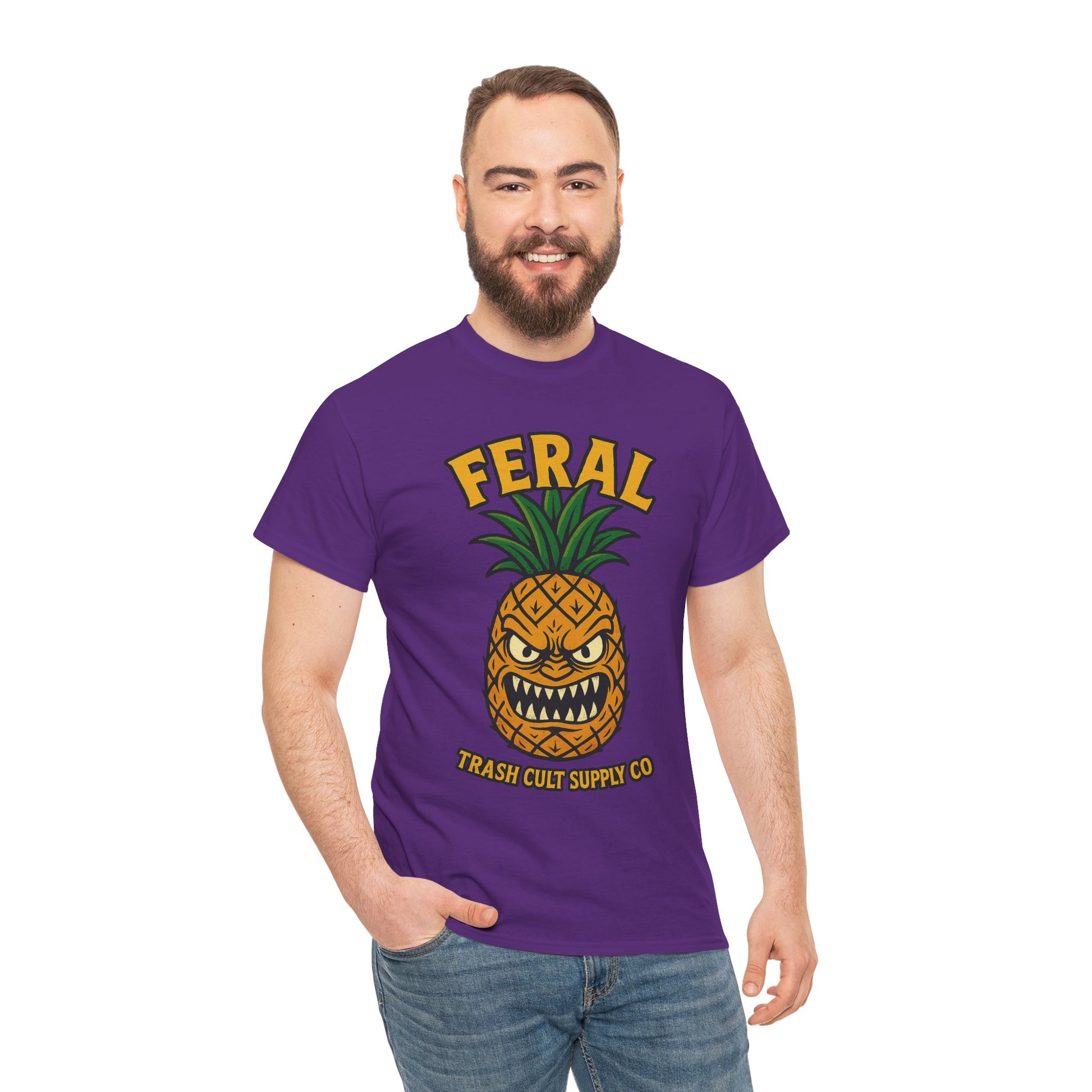 Feral Evil Pineapple Shirt – Aggressive Fruit Trashcore Tee – Gildan 5000 Unisex