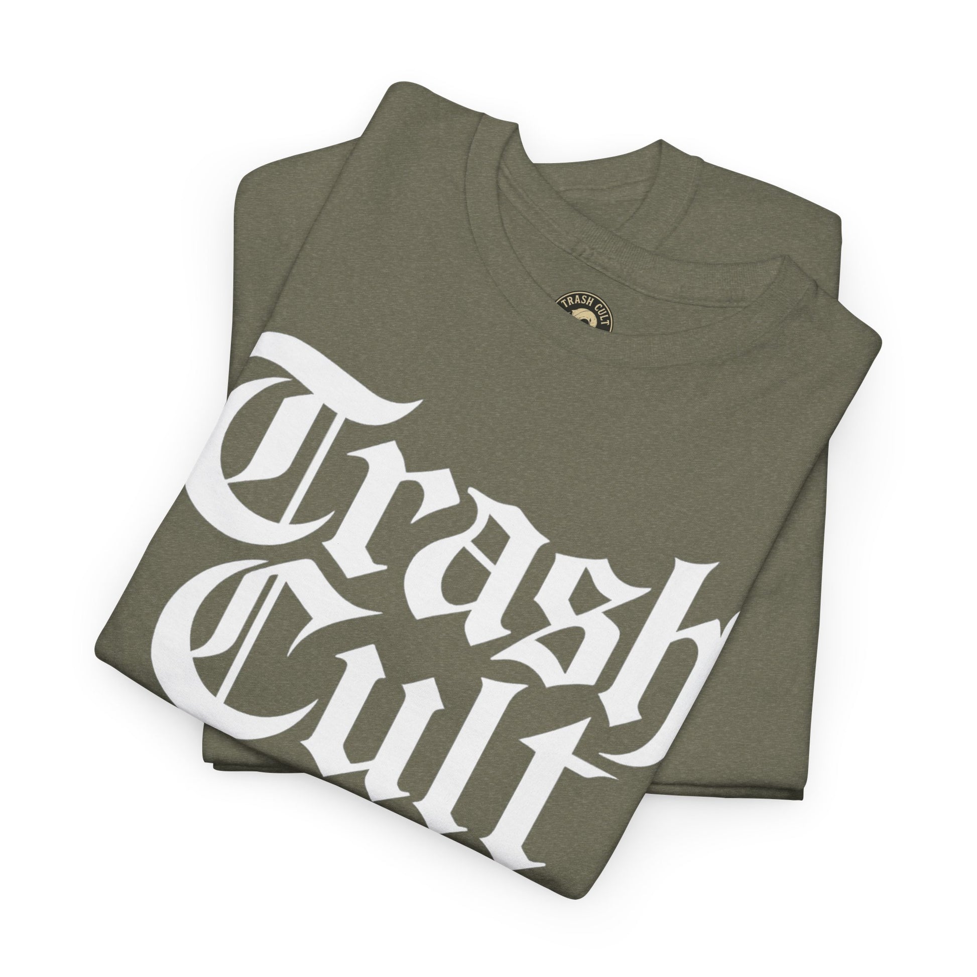 Trash Cult Gothic Logo Shirt – White Cyber Gothic Print on Gildan 5000