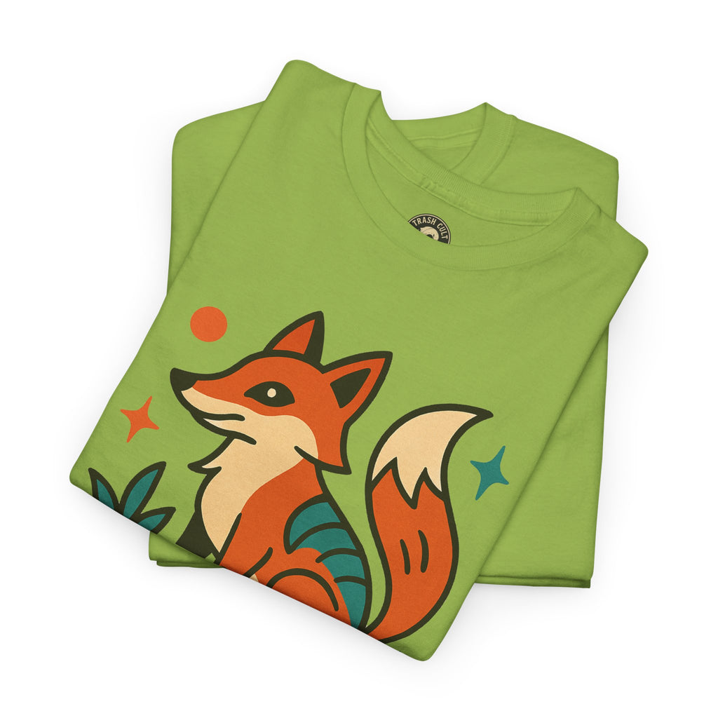 Trash Cult Fox Unisex Heavy Cotton Tee - Eco-Friendly Fashion Statement, Perfect for Nature Lovers, Casual Wear, Gifts, and Festivals