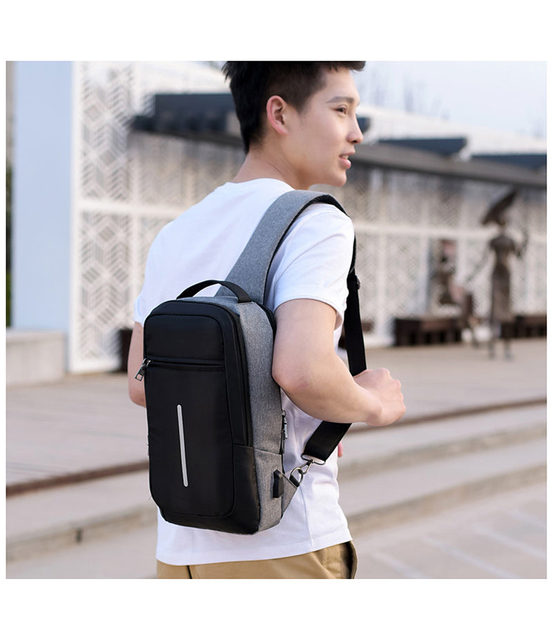Men’s USB Sling Chest Bag – Anti-Theft Crossbody Backpack with USB Charging Port – Casual Travel Shoulder Bag