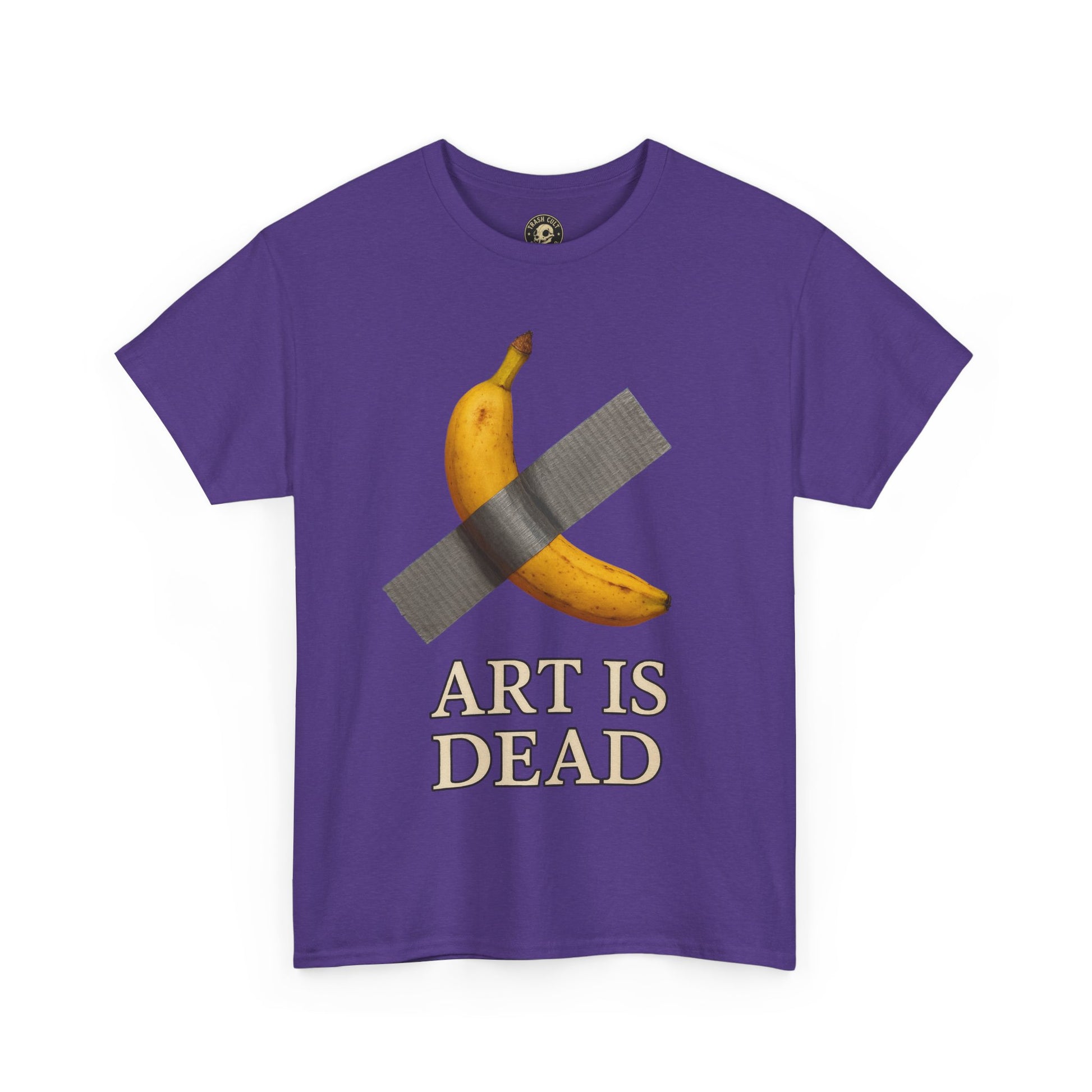 “ART IS DEAD” Banana Duct Tape Meme Tee – Satirical Art Parody Shirt by Trash Cult Supply Co.