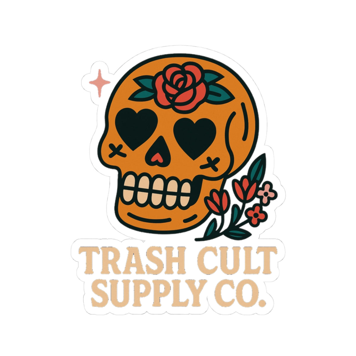 Eye-Catching Kiss-Cut Stickers for Unique Decor, Laptop, Water Bottles, Gifts, Trash Cult Supply Co. Skull Design
