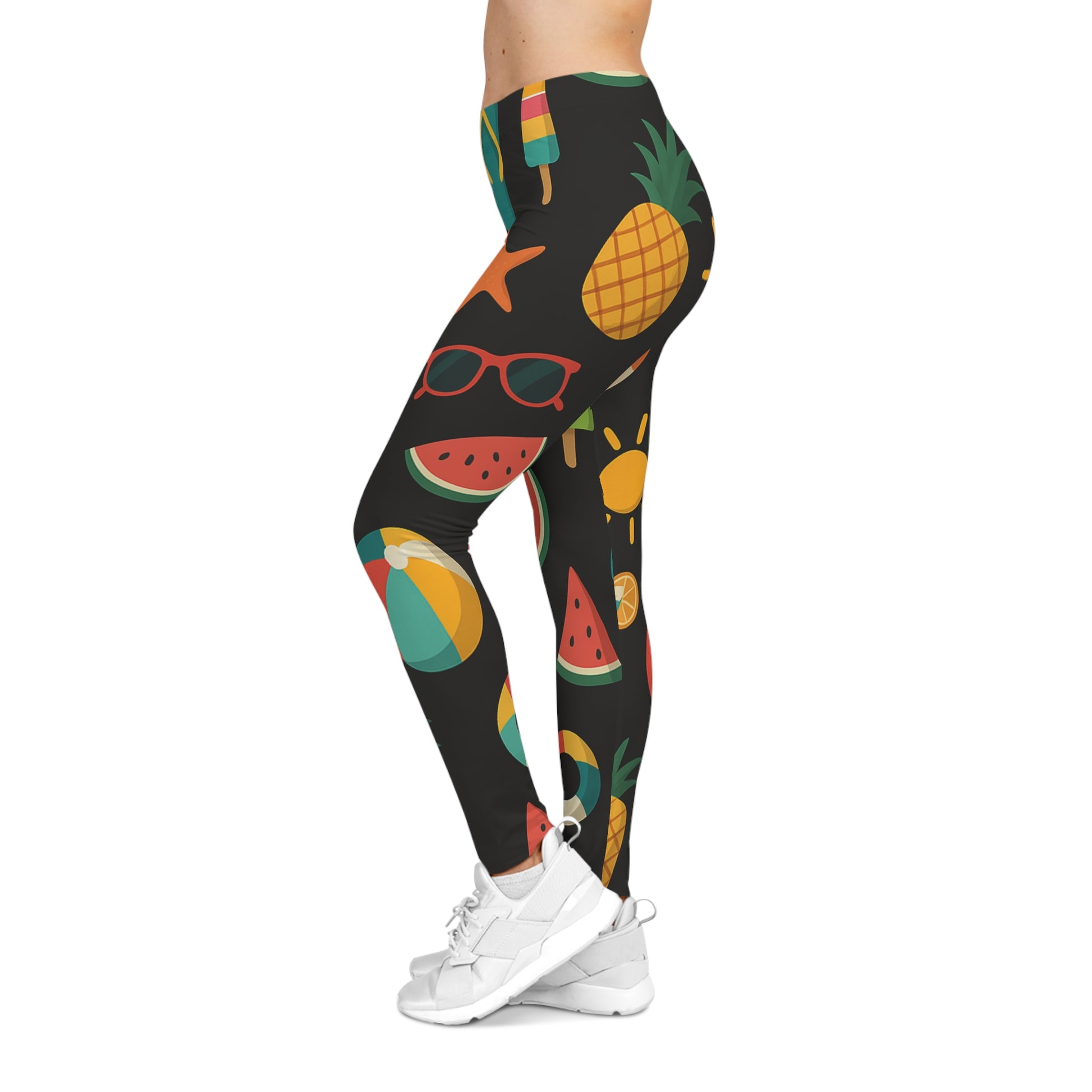 Bright Summer Vibe Leggings – Tropical Print Workout Pants for Women | Fun Beachwear & Gifts