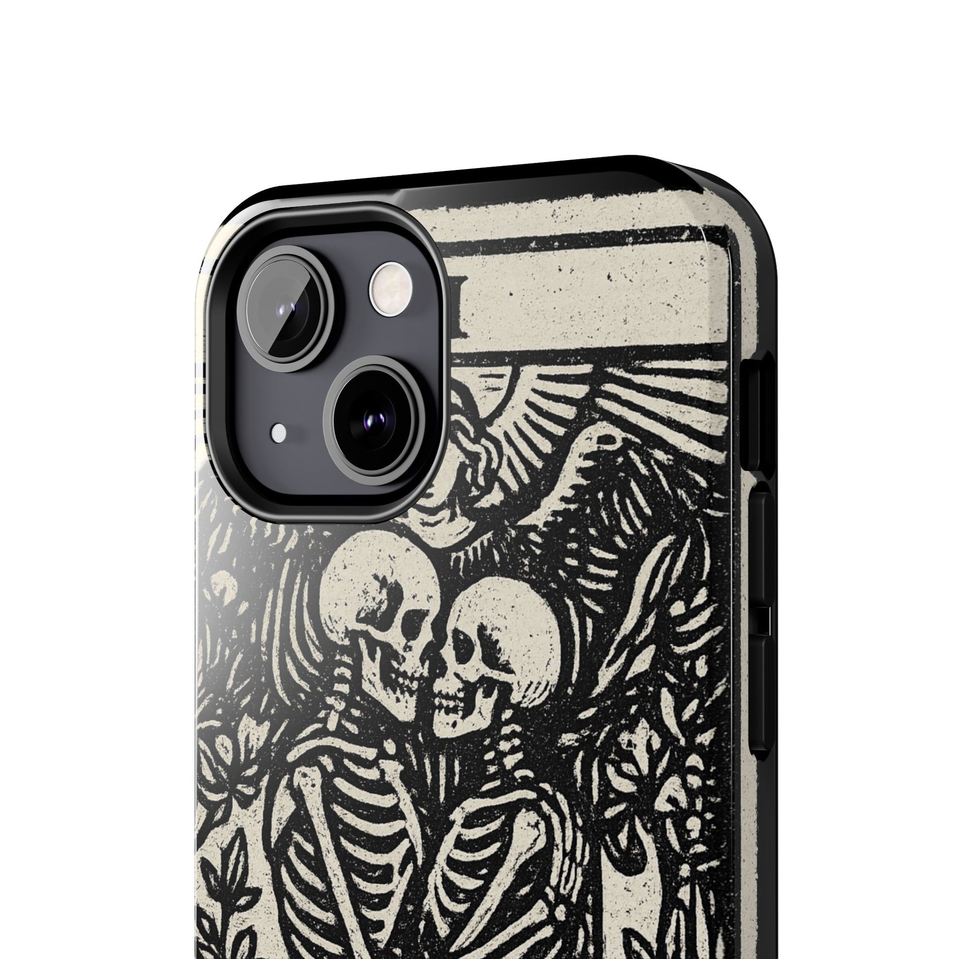 Tough Phone Case with Skeleton Lovers Design, Gothic Phone Cover, Unique Couples Gift, Halloween Accessory, Edgy Tech Design