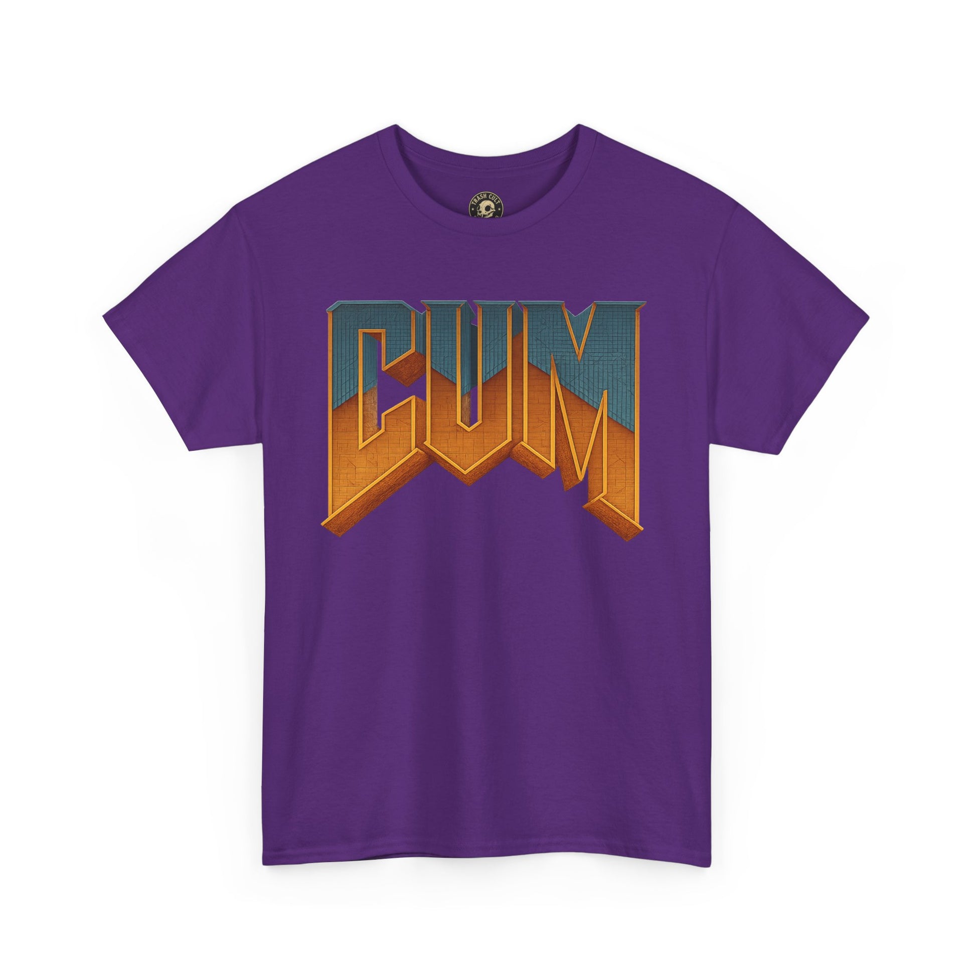 CUM Parody Metal Logo Shirt – Doom-Inspired Retro Gamer Tee on Gildan 5000