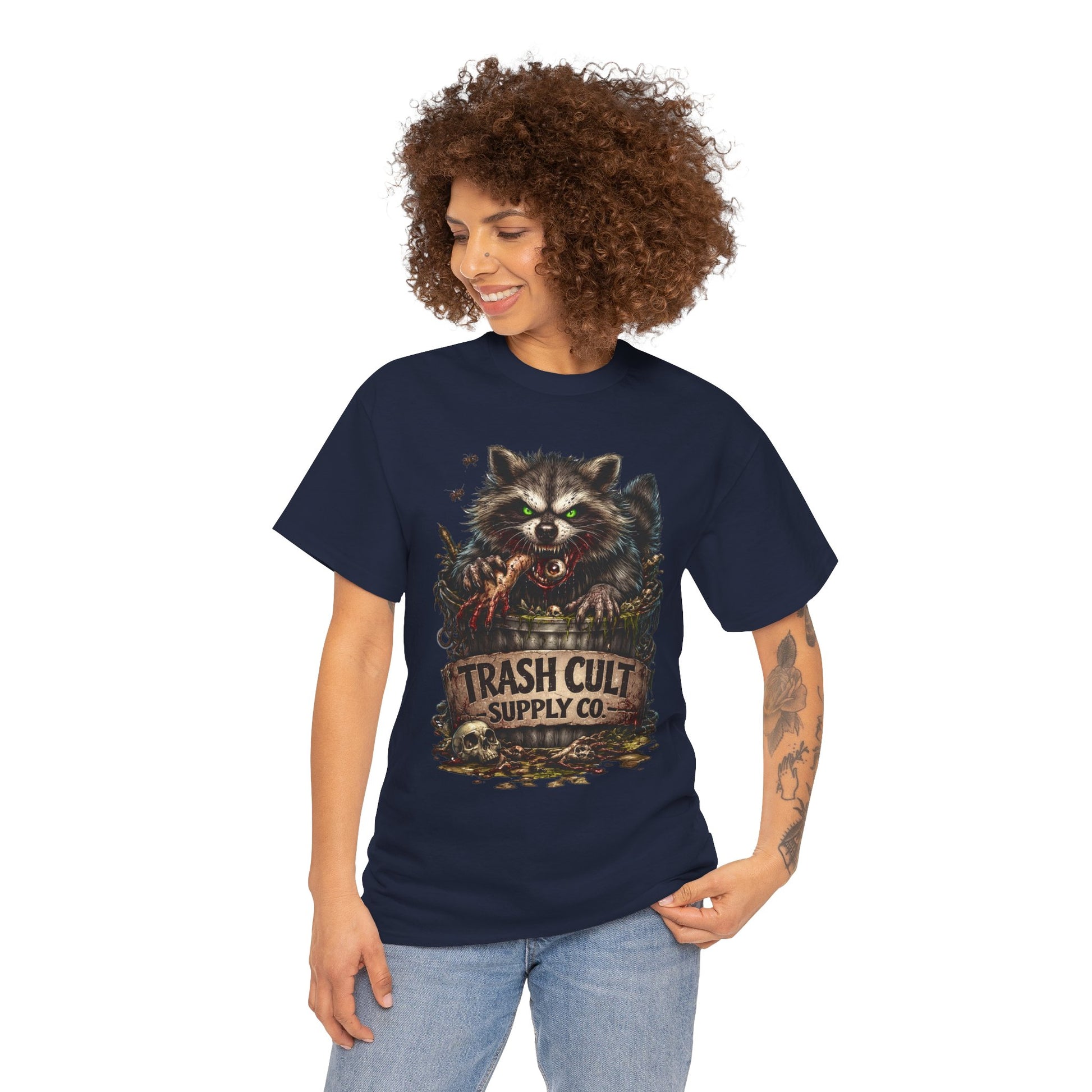 Raccoon 'Trash Cult Supply Co.' Graphic Tee — Vintage Grunge Animal Streetwear
