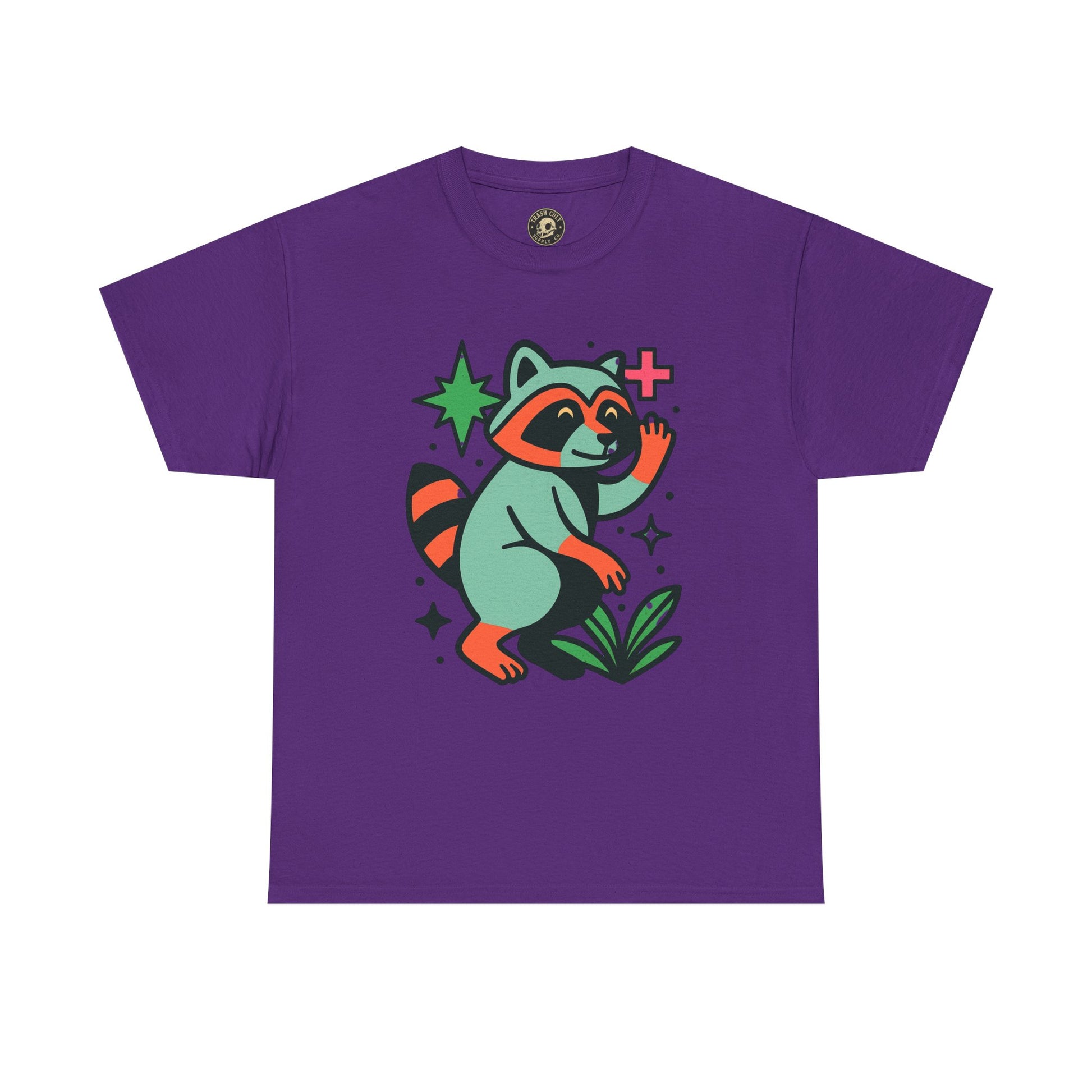Playful Raccoon Unisex Heavy Cotton Tee | Cute Animal Shirt for Nature Lovers, Graphic Tee, Gift for Kids, Casual Wear, Eco-Friendly