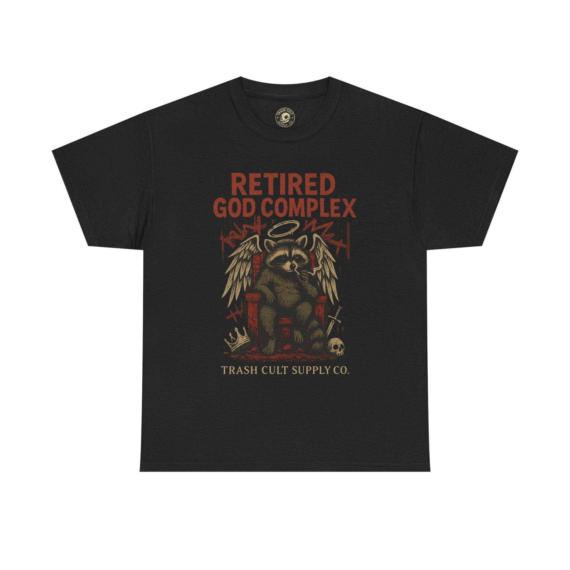 Retired God Complex Raccoon Shirt – Trash Cult Supply Co Grunge Angelcore Graphic Tee