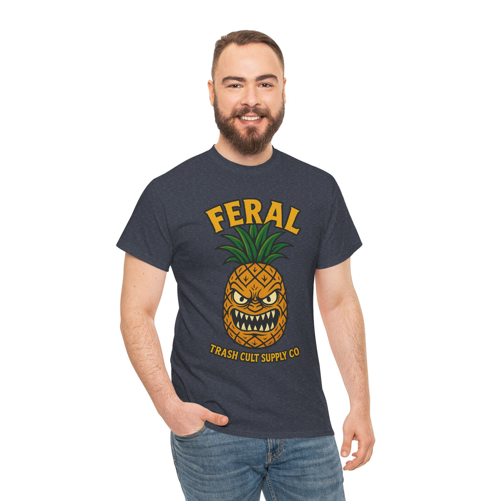 Feral Evil Pineapple Shirt – Aggressive Fruit Trashcore Tee – Gildan 5000 Unisex
