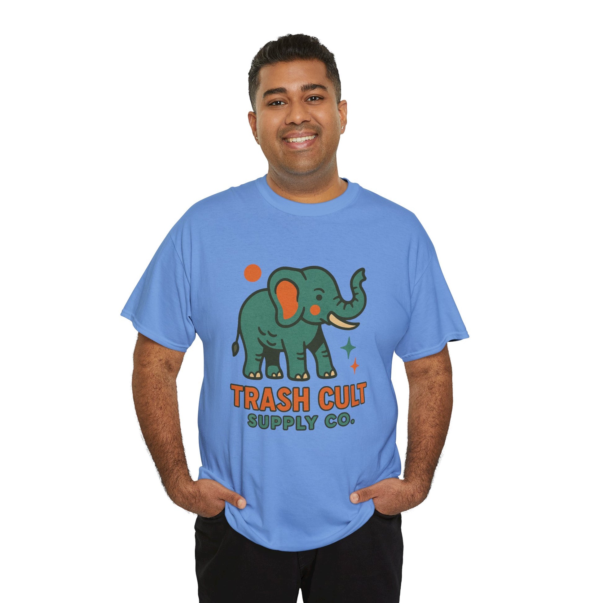 Trash Cult Elephant Unisex Heavy Cotton Tee, Eco-Friendly Shirt, Cool Casual Tee, Gift for Animal Lovers, Vintage Style T-Shirt
