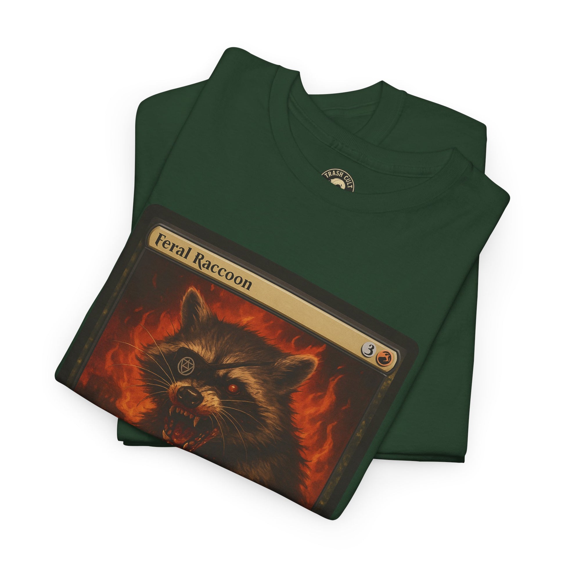 Feral Raccoon Magic Card Shirt – MTG-Inspired Beast Rogue Tee, Trash Cult Creature Card, Gildan 5000 Unisex T-Shirt