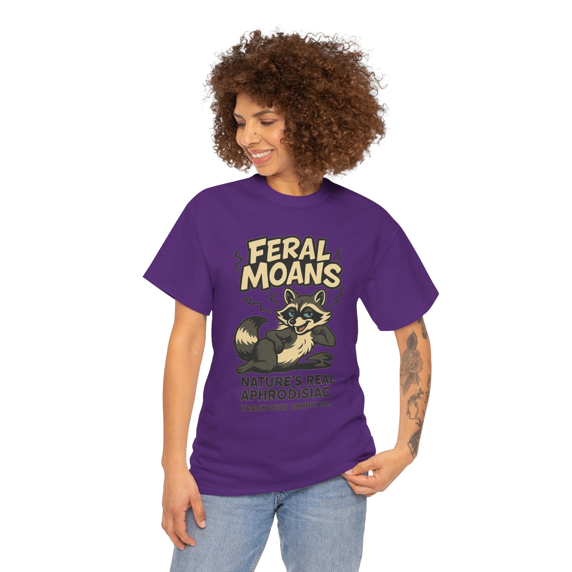 Feral Moans Unisex Heavy Cotton Tee, Funny Graphic Tee, Animal Lover Shirt, Casual Wear, Gift for Nature Enthusiasts
