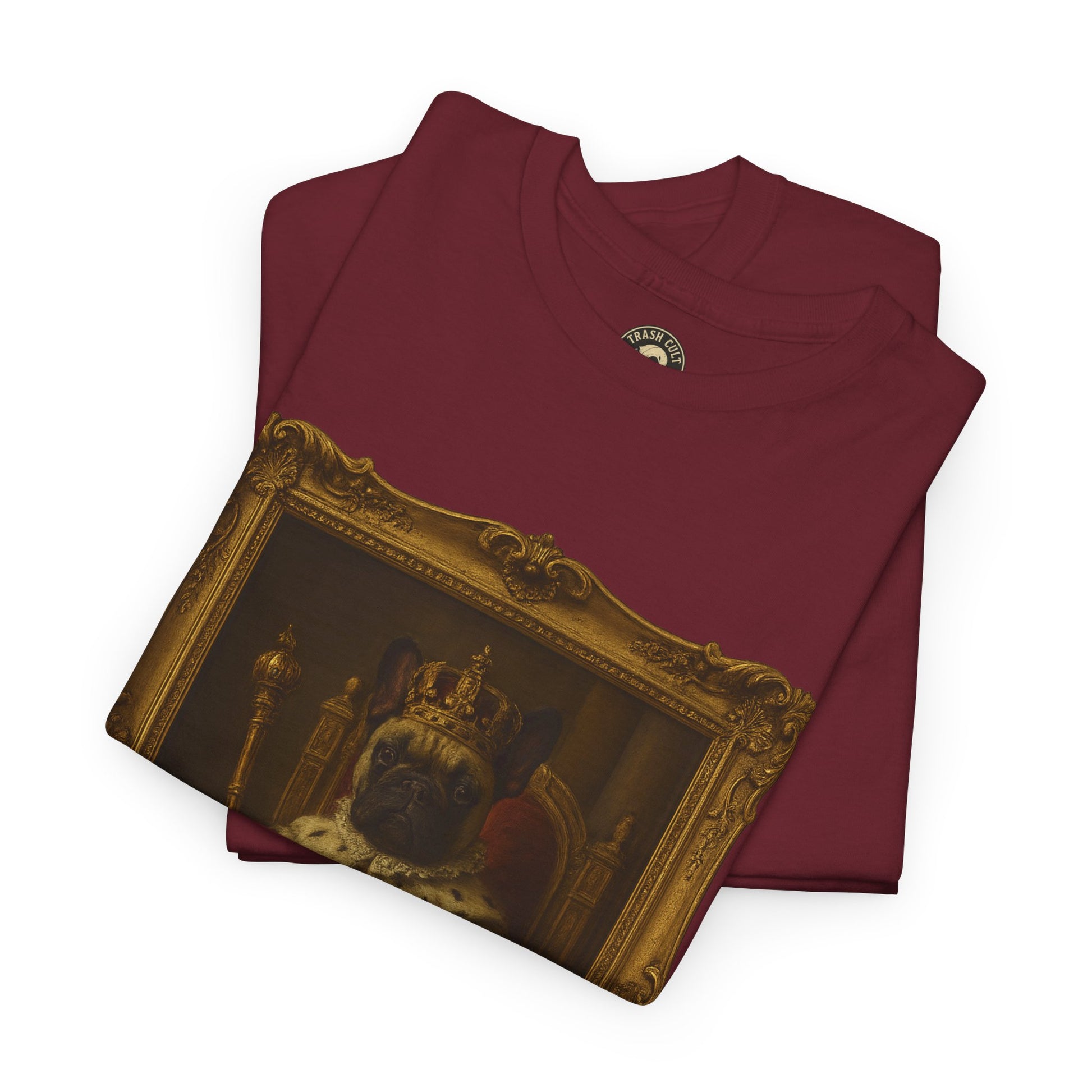 French Bulldog King Baroque Portrait Shirt – Funny Royal Dog Tee – Gildan 5000 Unisex Heavy Cotton