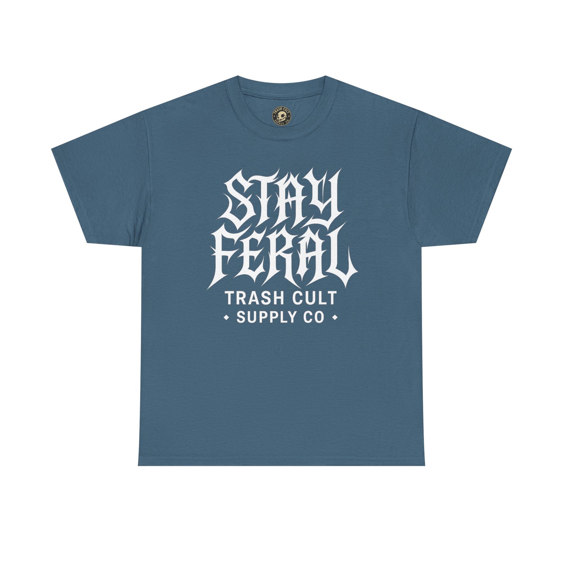 Unisex Heavy Cotton Tee - Stay Feral Graphic Tee, Streetwear Shirt, Gift for Wild Spirits, Eco-Friendly Casualwear, Summer Fashion