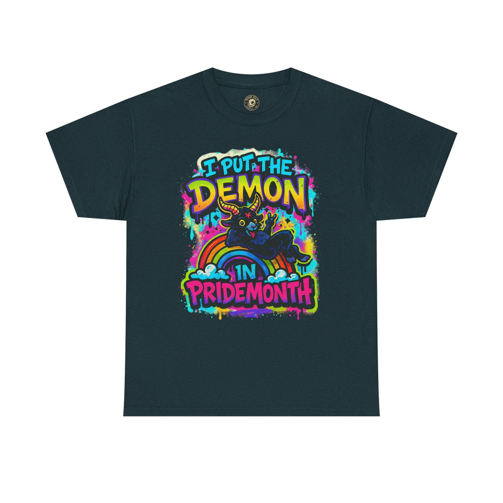 Pride Month Unisex Tee - I Put the Demon in Pride Month, LGBTQ+ Apparel, Rainbow Shirt, Festival Wear, Gift for Allies & Activists