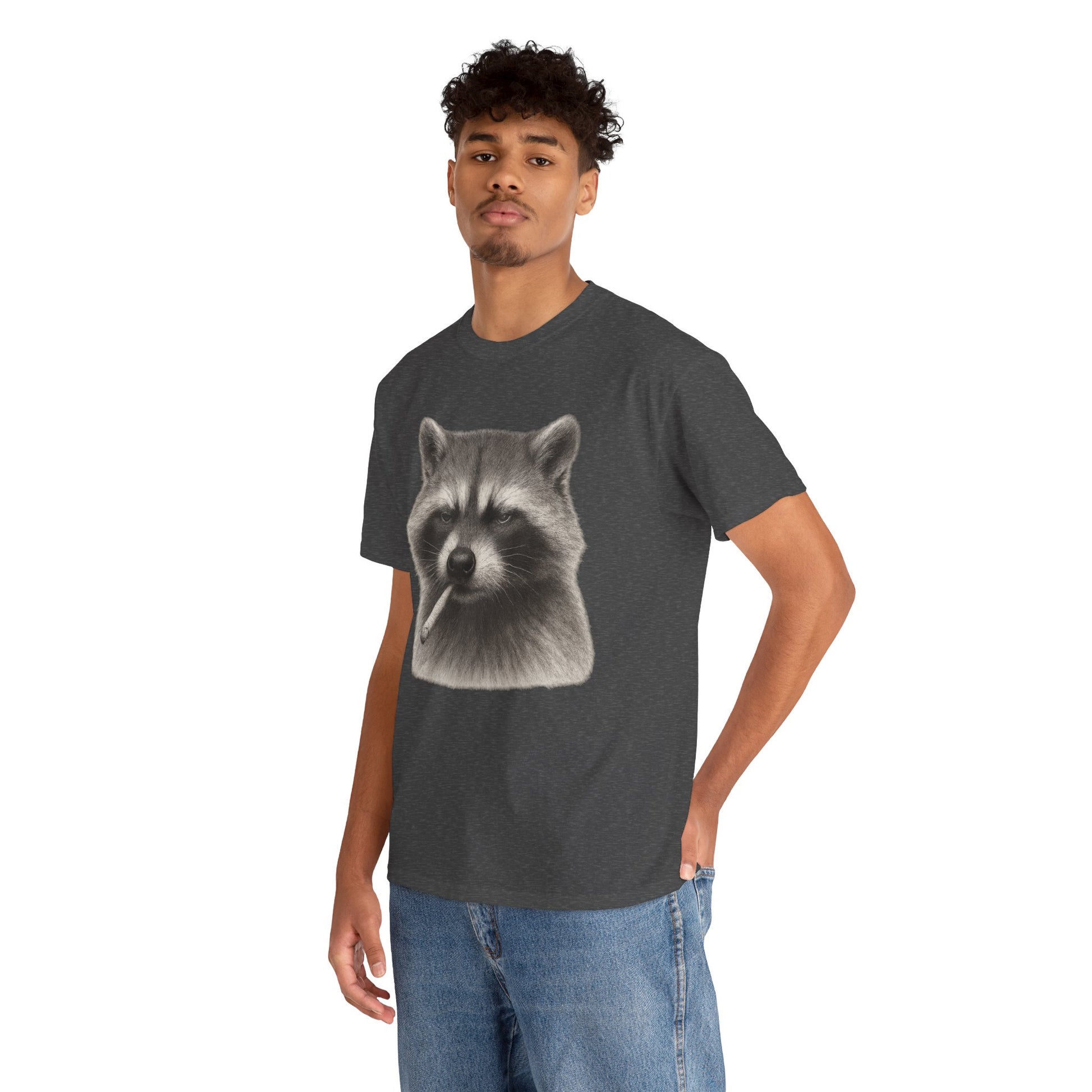 Dirty Harry Raccoon Halftone Shirt – Soft Grit Aesthetic, Smoking Trash Panda Graphic Tee