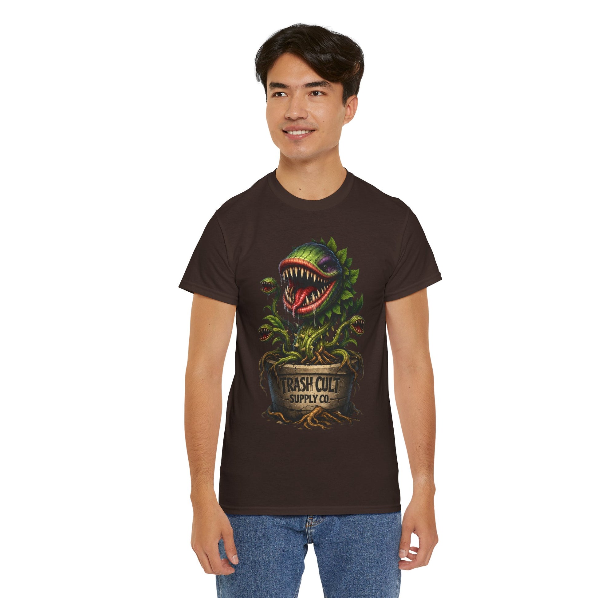 Carnivorous Plant Graphic Tee — "Trash Cult Supply Co." Potted Monster Shirt