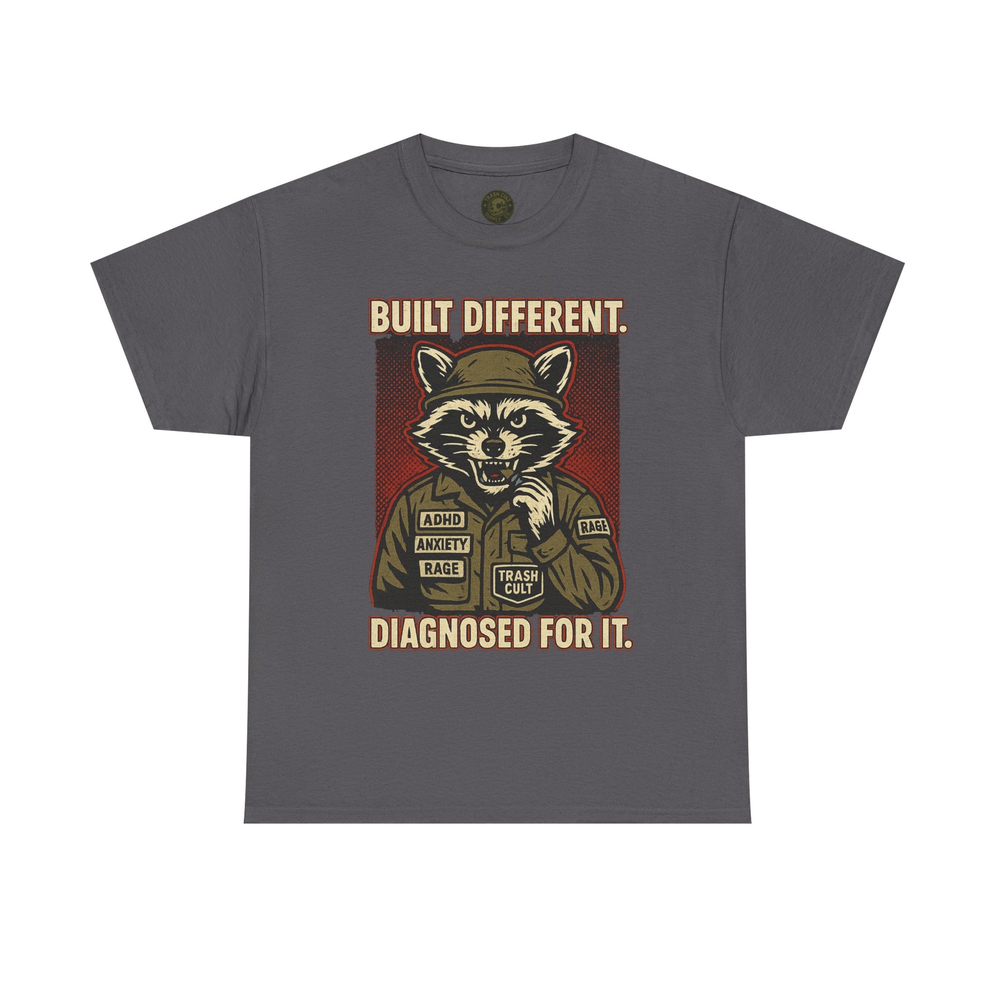 Built Different Diagnosed For It Military Raccoon Shirt – Gildan 5000