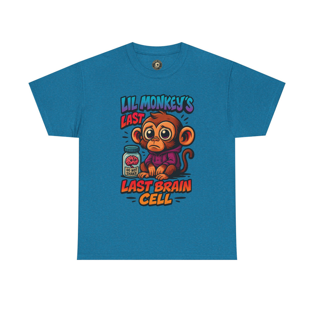 Lil Monkey’s Last Brain Cell Tee – Funny ADHD Cartoon Shirt – Gildan Heavy Cotton