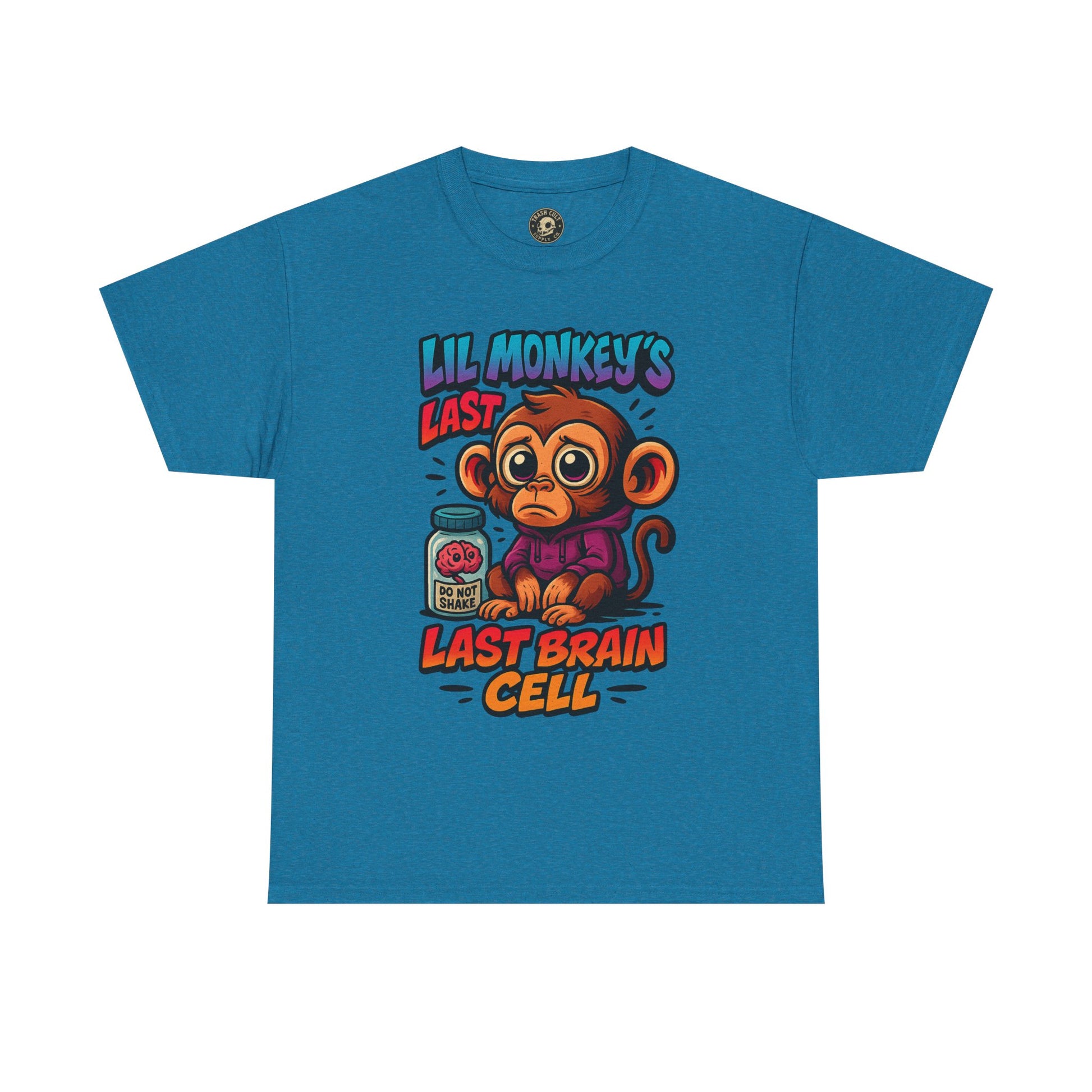 Lil Monkey’s Last Brain Cell Tee – Funny ADHD Cartoon Shirt – Gildan Heavy Cotton