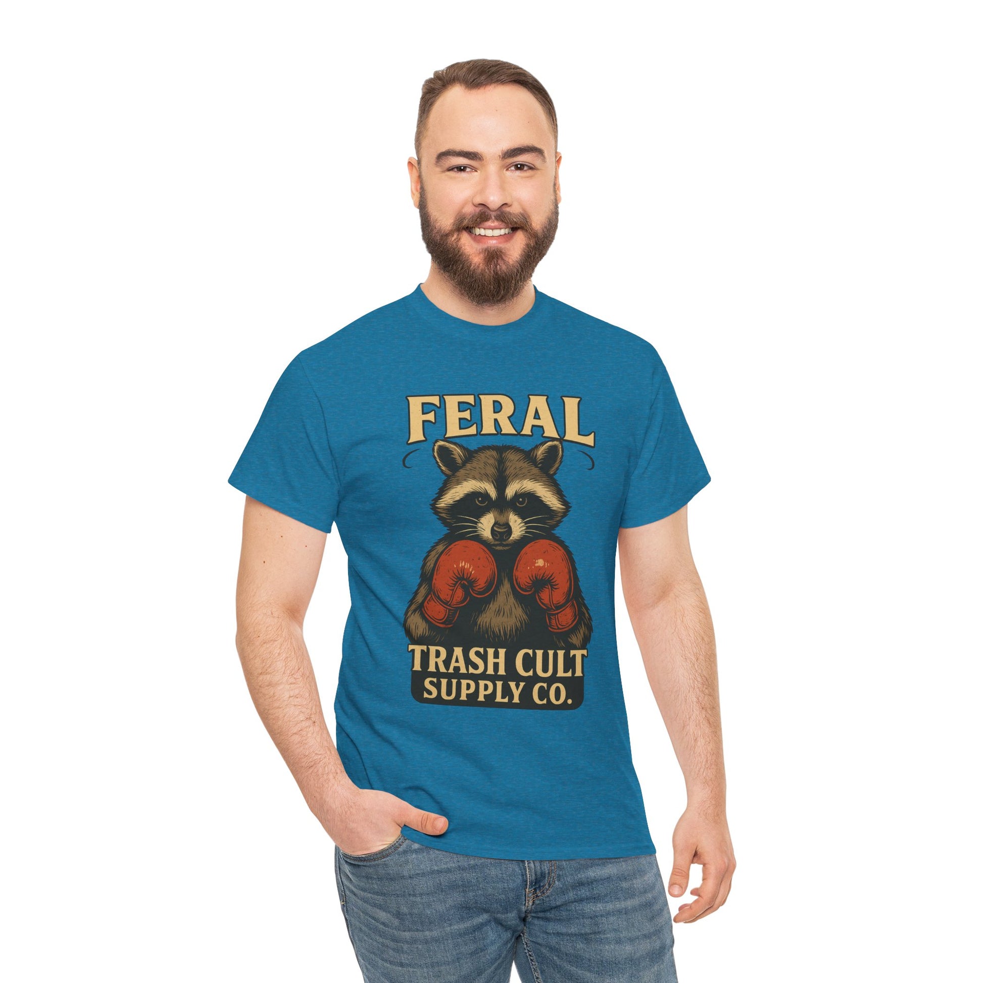 Feral Raccoon Tee - Unisex Heavy Cotton Tee, Cute Animal Shirt, Trendy Graphic Tee, Fun Gift for Animal Lovers, Casual Everyday Wear