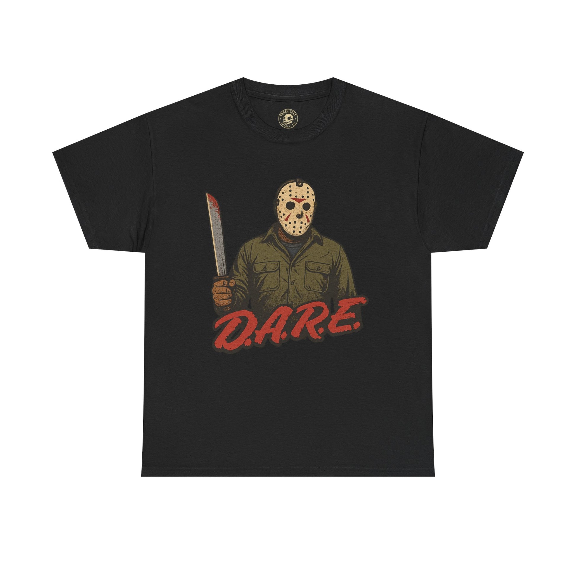 Jason Voorhees D.A.R.E. Parody Shirt – 1980s Horror Meme Tee | Gildan 5000 Slasher Graphic