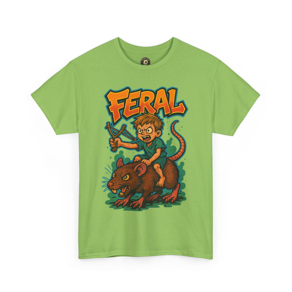FERAL Graffiti Rat Rider T-Shirt – Bold New School Streetwear | Gildan 5000 Chaos Graphic Tee
