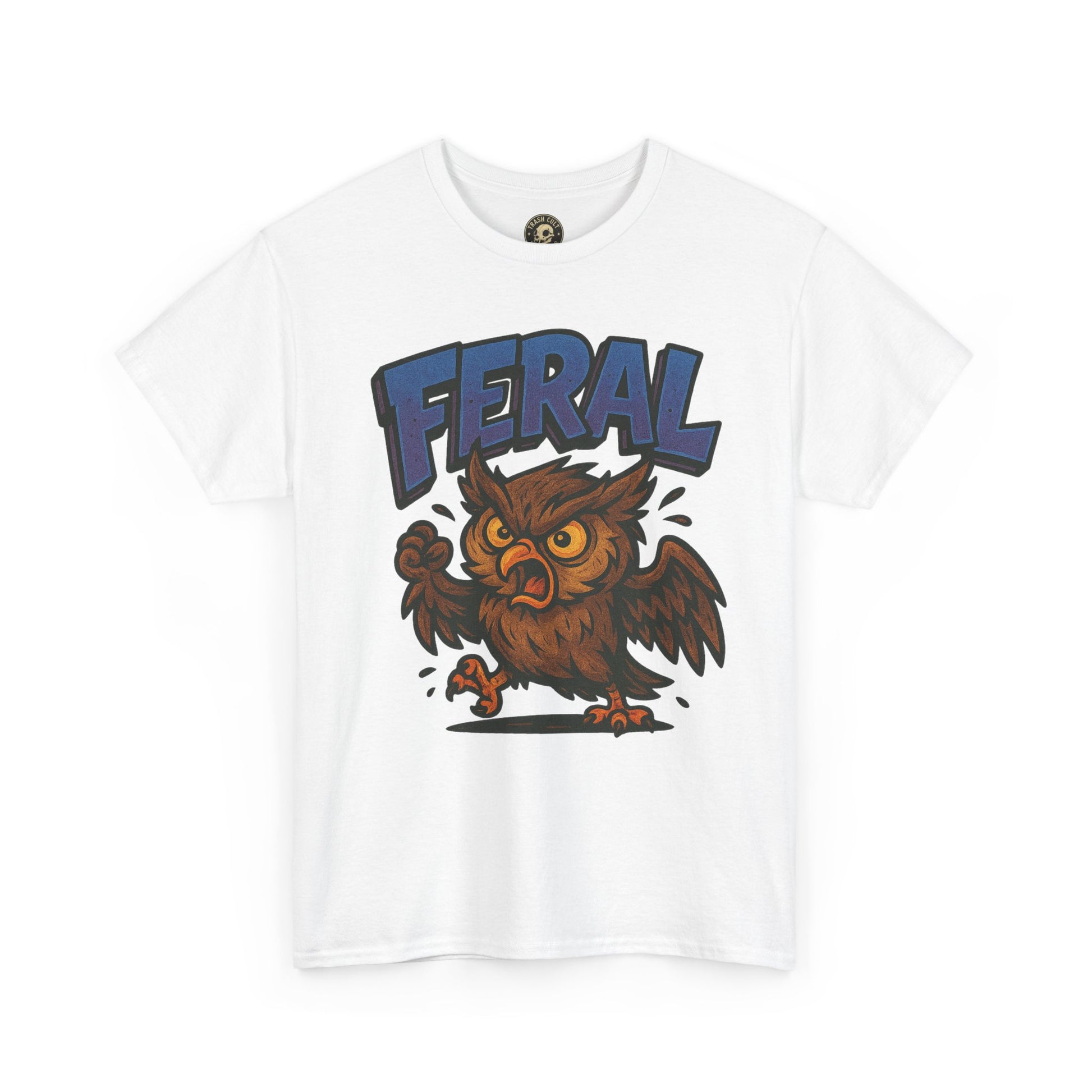 Feral Owl T-Shirt – Bold Animal Graphic Tee | Unisex Cotton Shirt for Bird Nerds & Chaos Lovers
