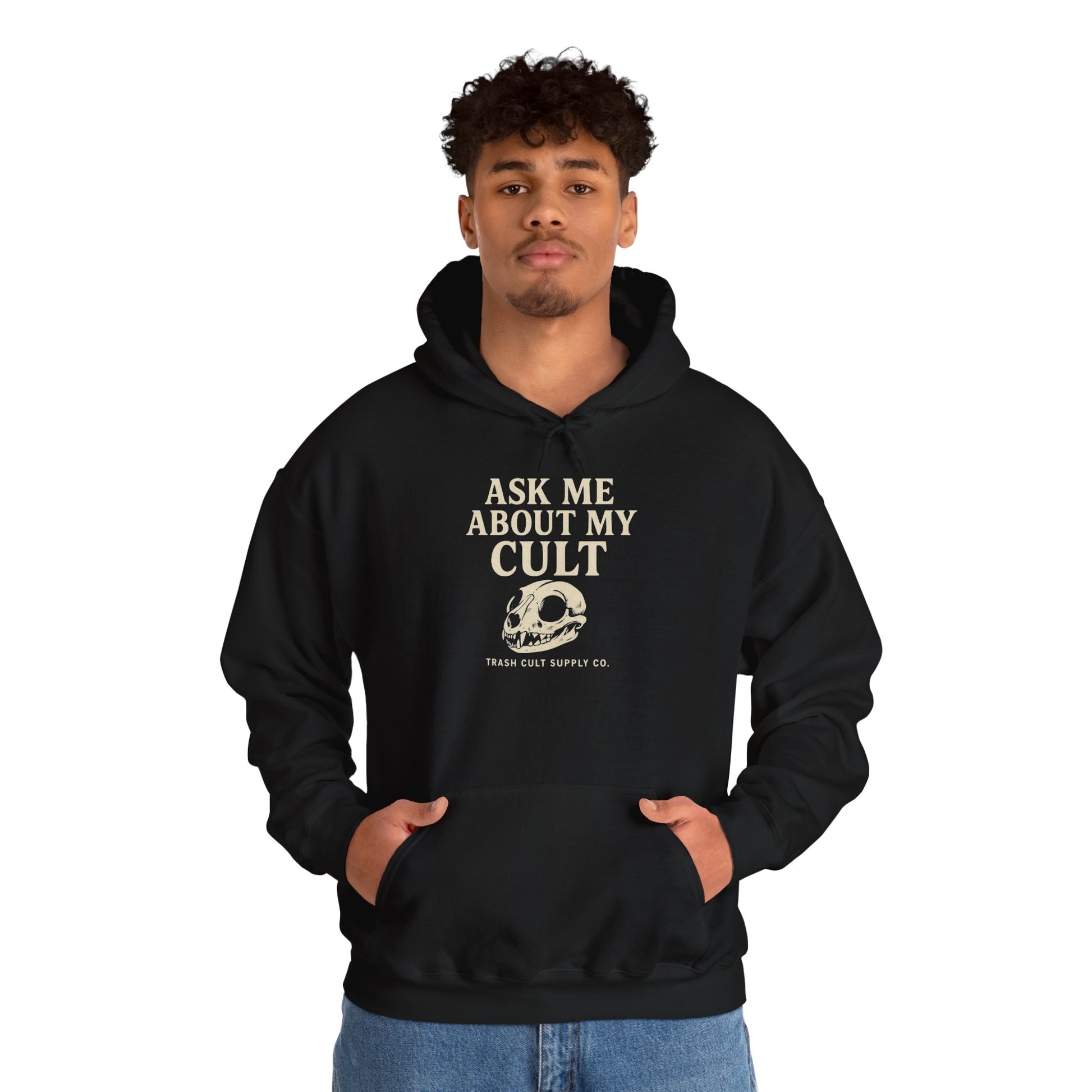 Gothic Cult Hoodie – Unisex Heavy Blend™ Sweatshirt, Perfect for Halloween, Alternative Fashion, Streetwear, Gift for Friends