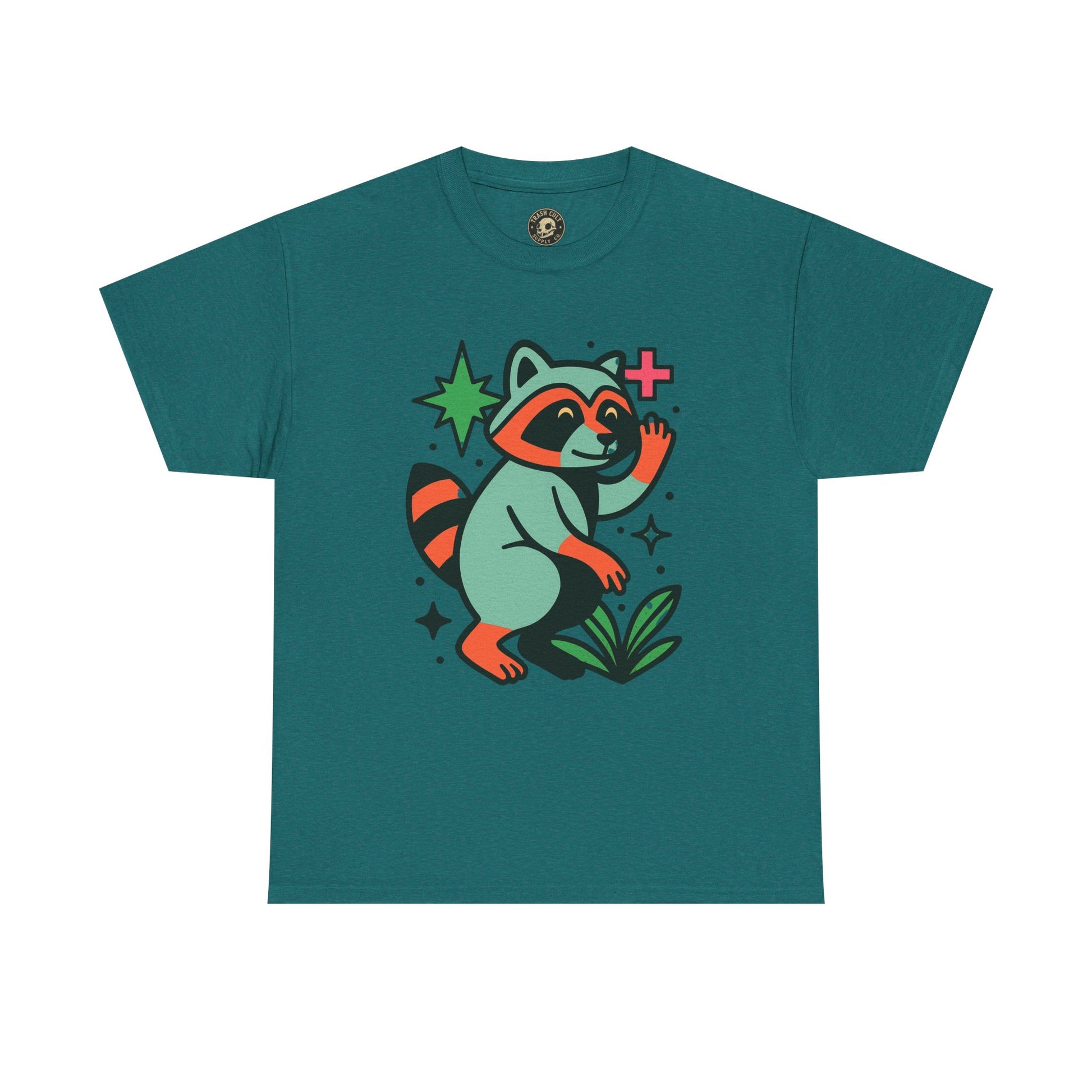 Playful Raccoon Unisex Heavy Cotton Tee | Cute Animal Shirt for Nature Lovers, Graphic Tee, Gift for Kids, Casual Wear, Eco-Friendly